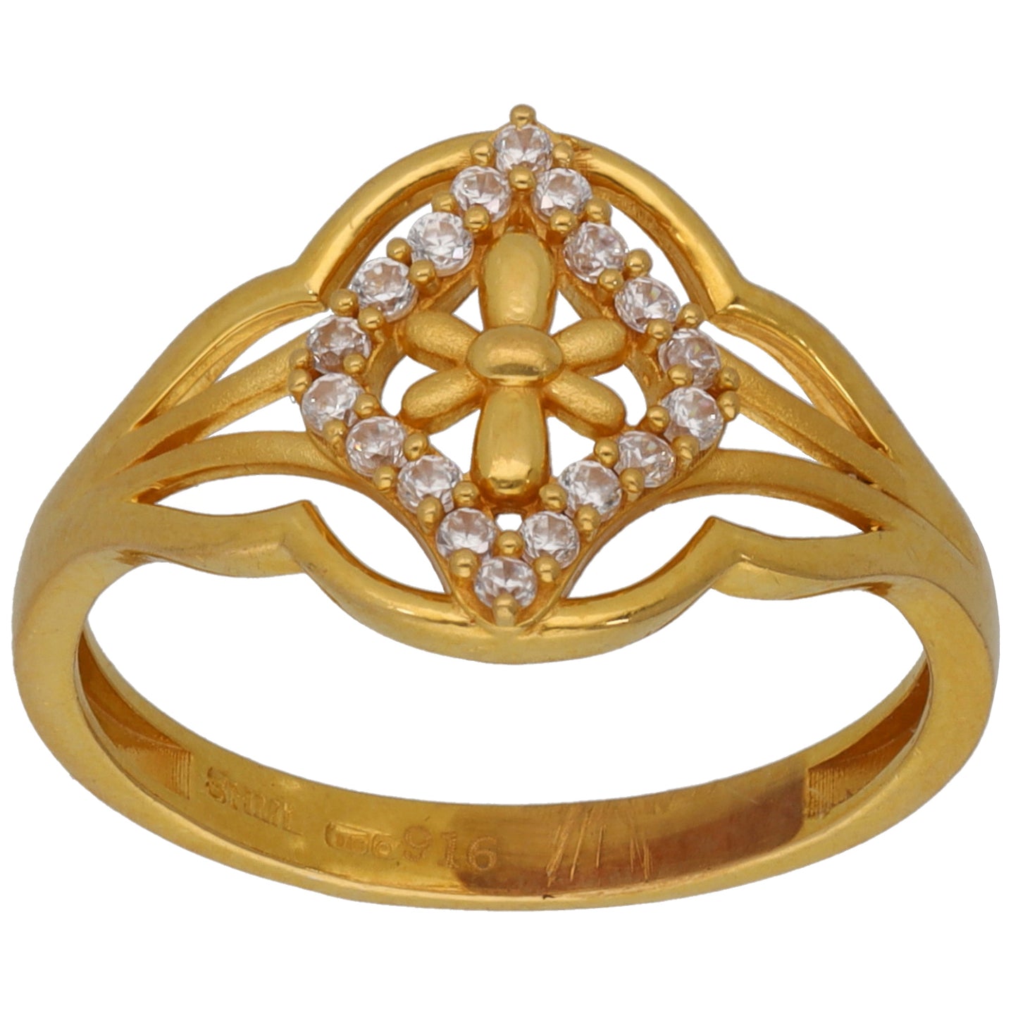 22ct Gold Imitation Gems Dress/Cocktail Ring Size P
