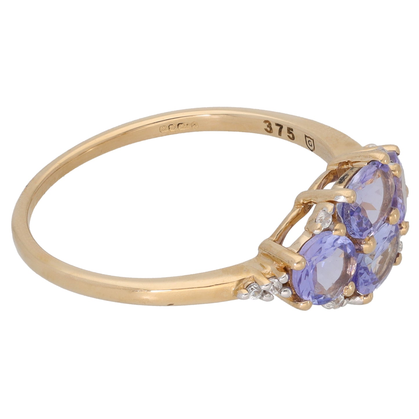 9ct Gold Tanzanite & Cubic Zirconia Dress/Cocktail Ring Size S