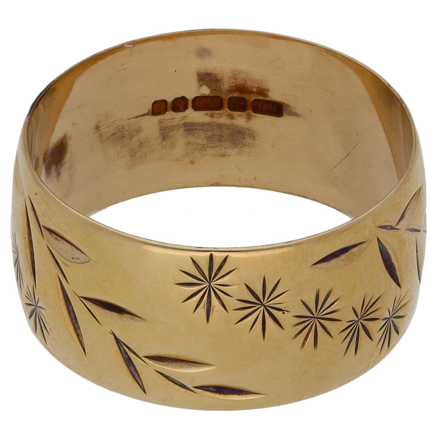 9ct Gold Patterned Wedding Ring Size R