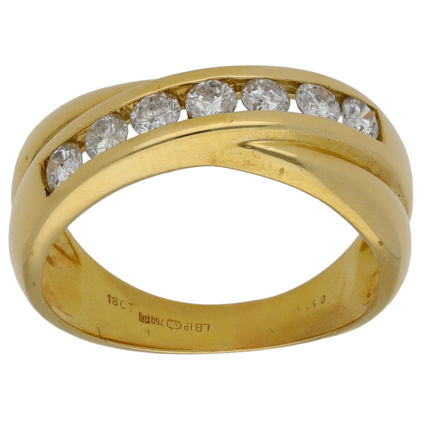 18ct White Gold 0.49ct Diamond Half Eternity Ring Size O