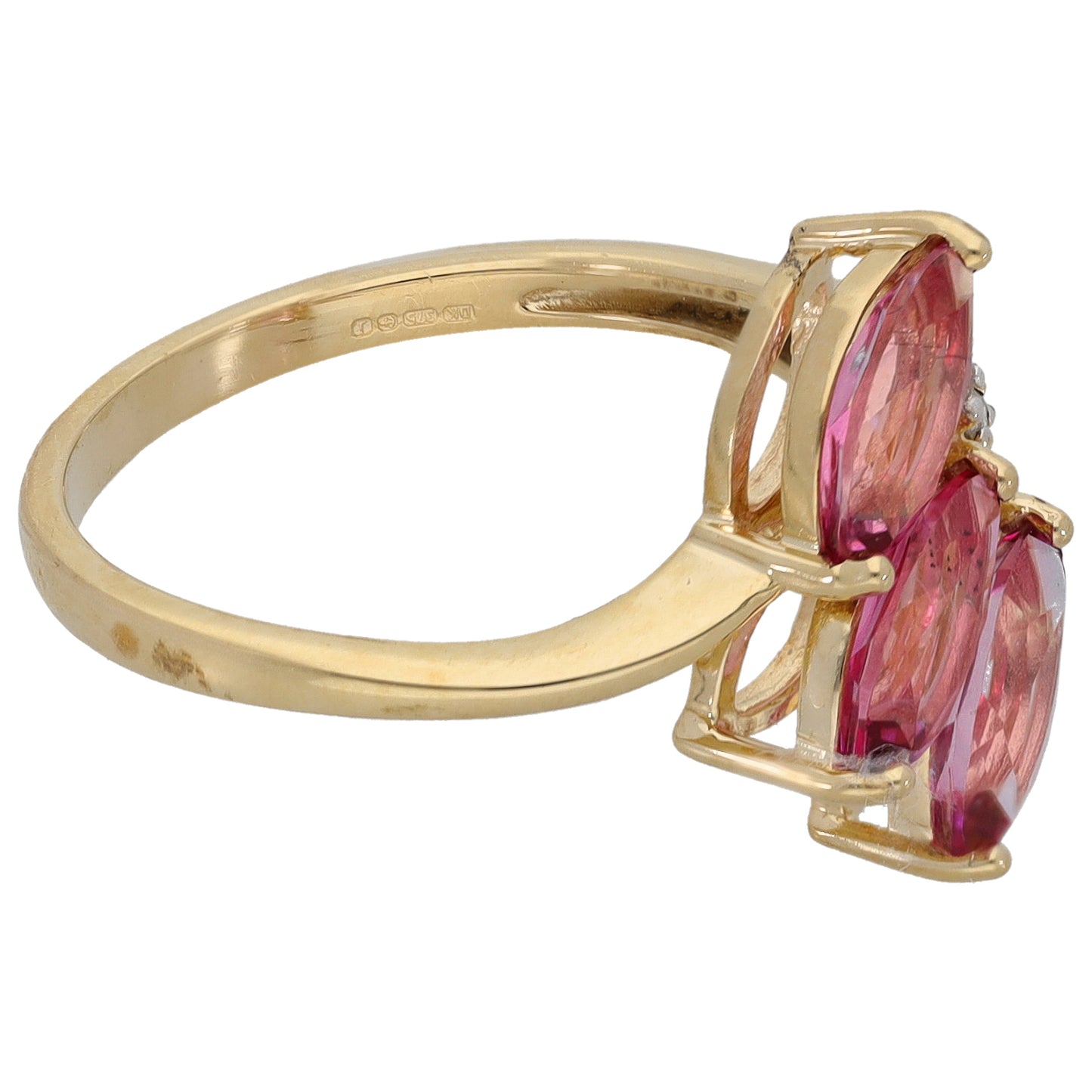 9ct Gold Topaz & 0.01ct Diamond Dress/Cocktail Ring Size N