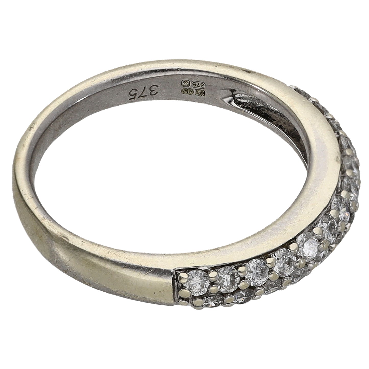 9ct White Gold 0.50ct Diamond Half Eternity Ring Size L