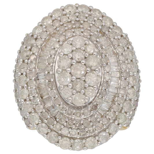 9ct Bicolour Gold 2.65ct Diamond Cluster Ring Size Q