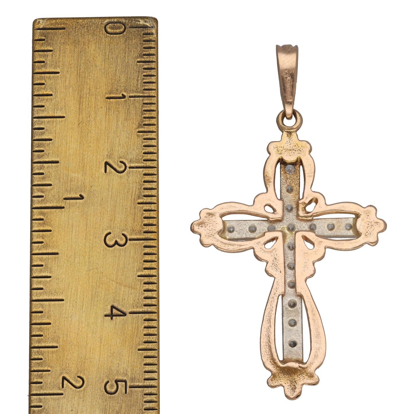 14ct Gold Cubic Zirconia Cross Pendant