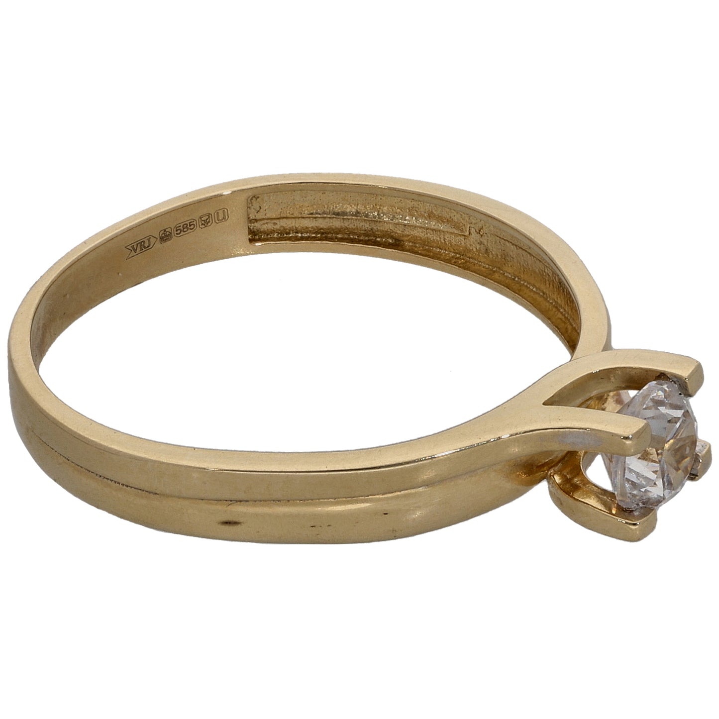 14ct Gold Cubic Zirconia Single Stone Ring Size P