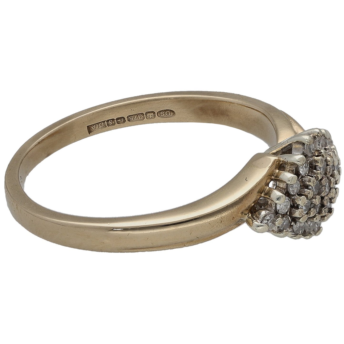 9ct Gold 0.125ct Diamond Cluster Ring Size N