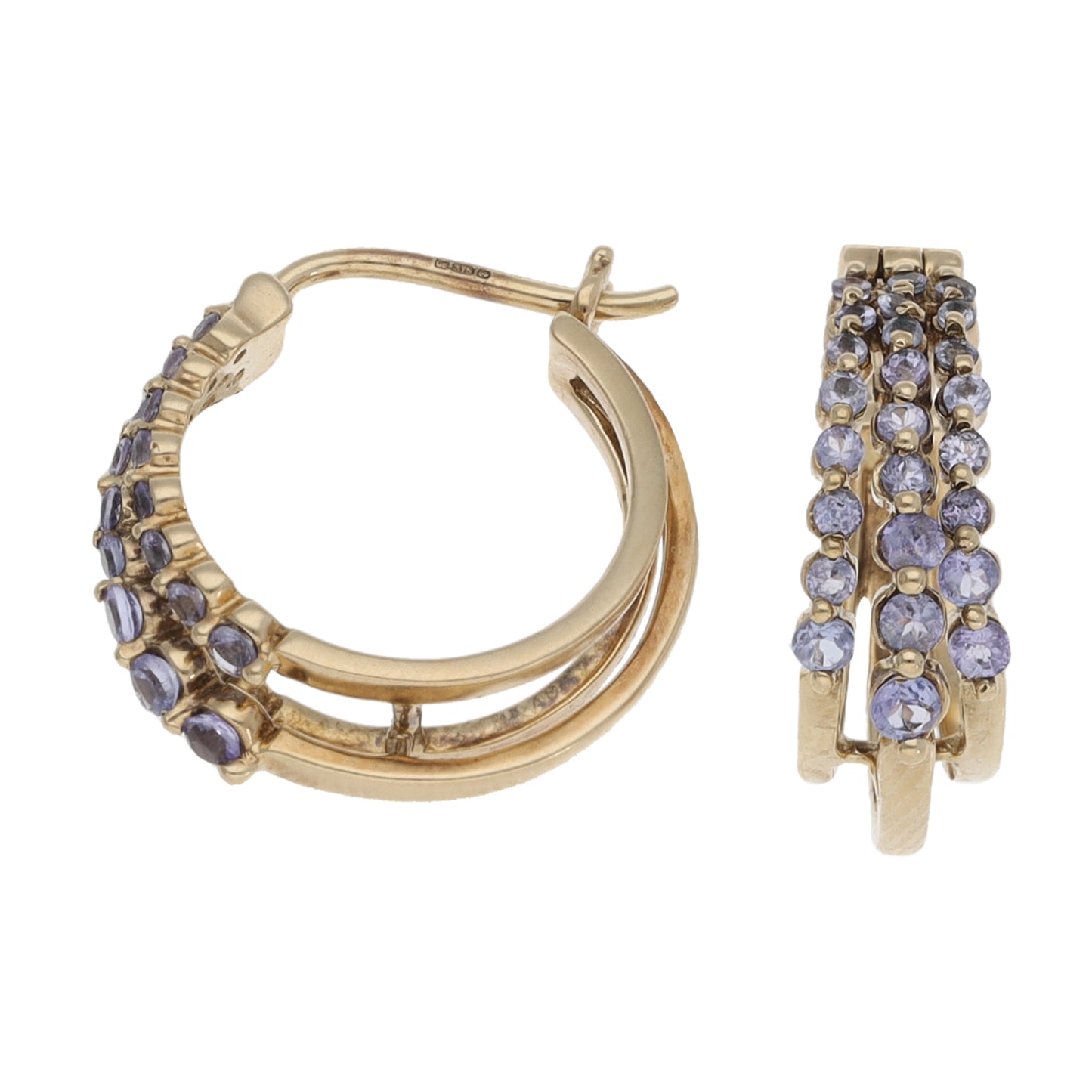9ct Gold Tanzanite Hoop Earrings