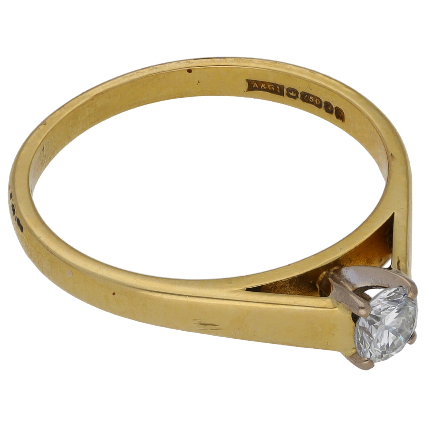 18ct Gold 0.25ct Diamond Solitaire Ring Size O