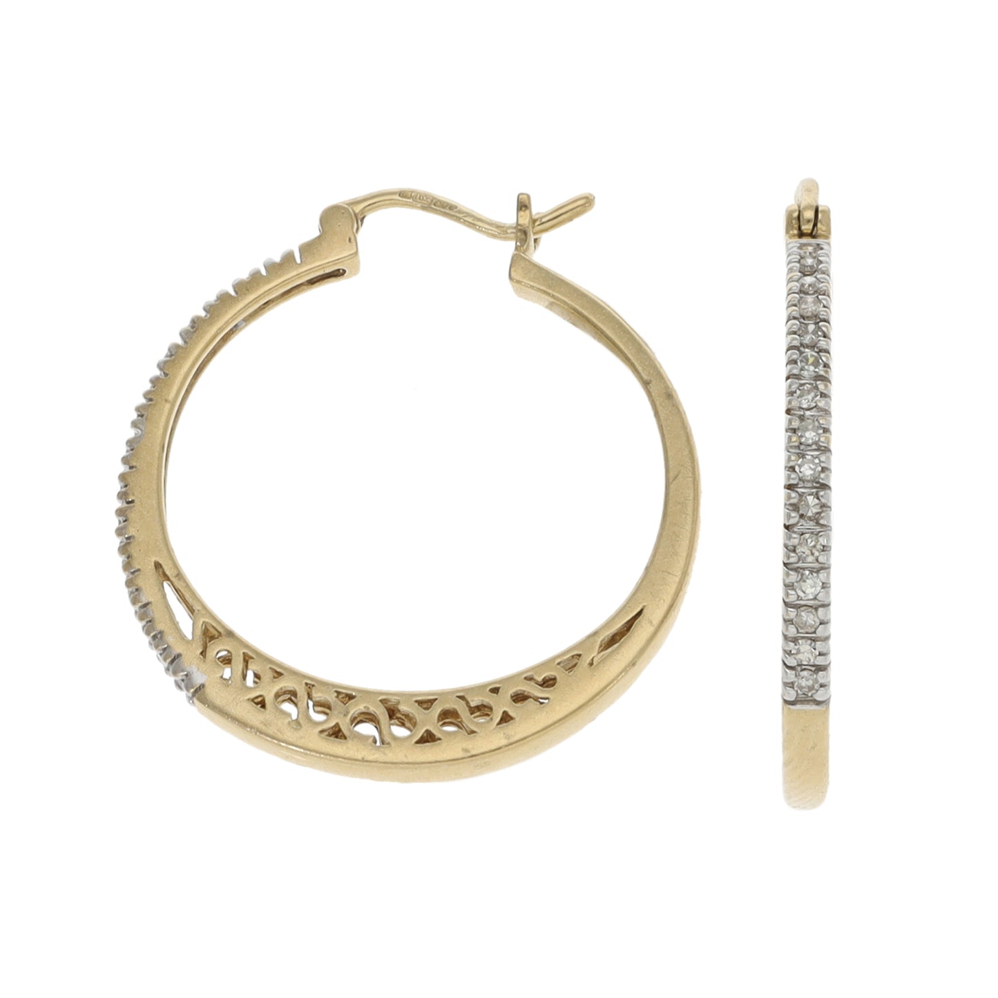 9ct Gold 0.32ct Diamond Hoop Earrings