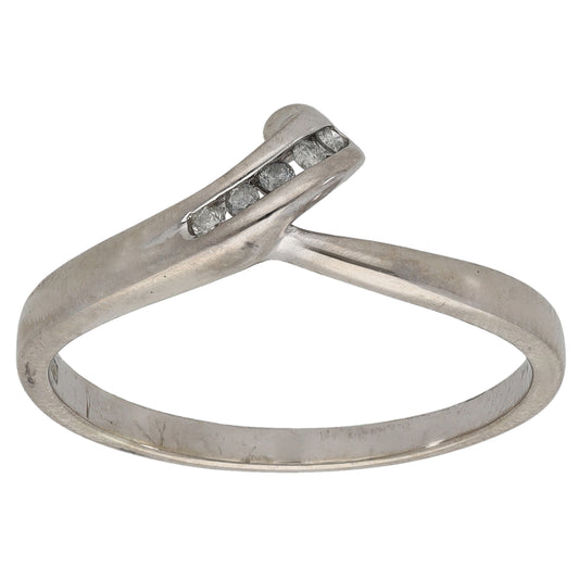 9ct White Gold 0.05ct Diamond Dress/Cocktail Ring Size P