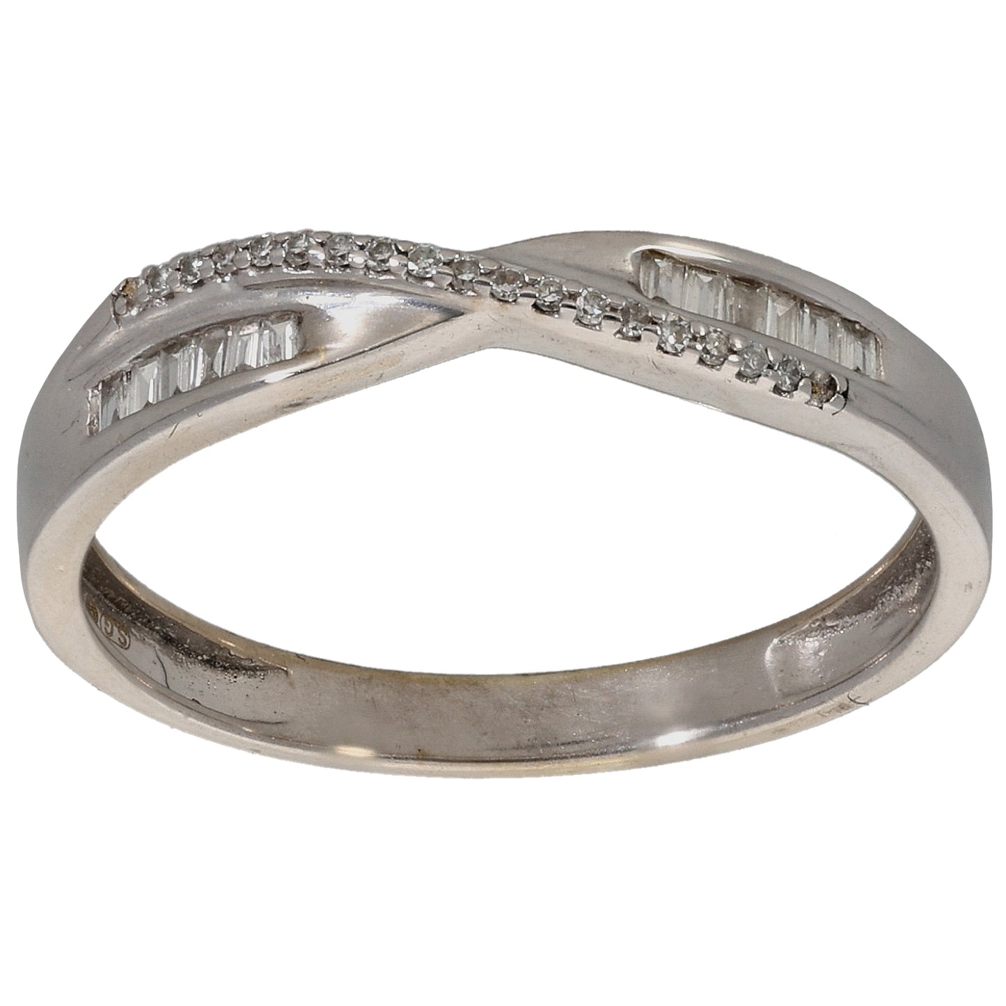 9ct White Gold 0.117ct Diamond Half Eternity Ring Size L