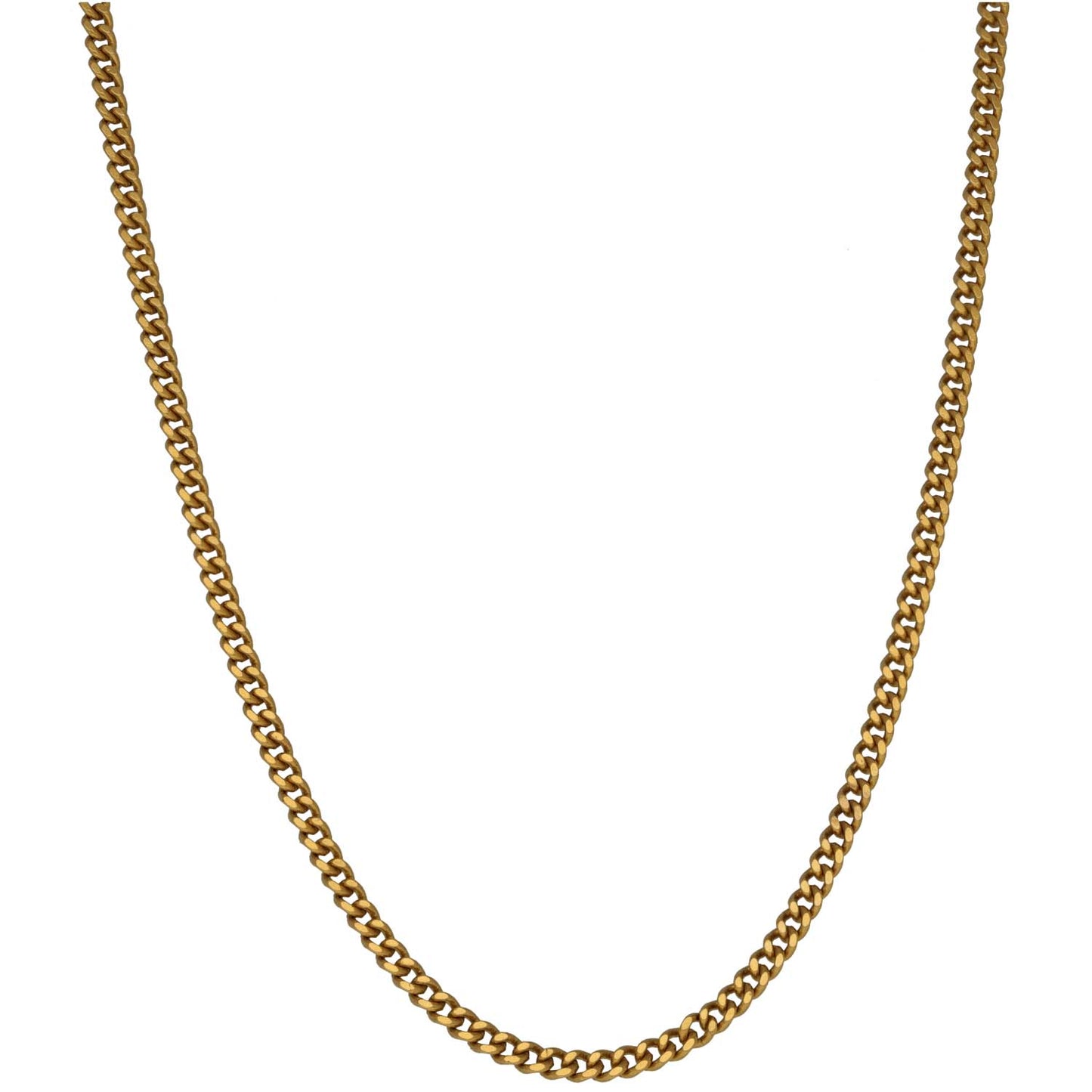 Gold curb chain necklace with interlocking links, 24 in length