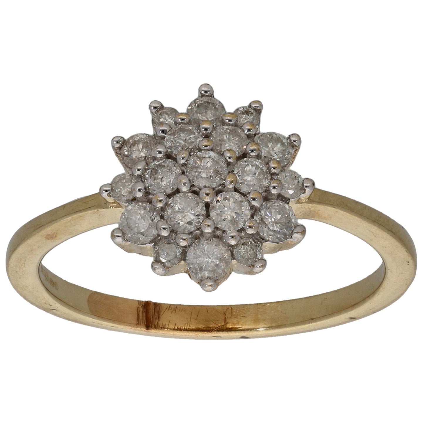 9ct Gold 0.50ct Diamond Cluster Ring Size N