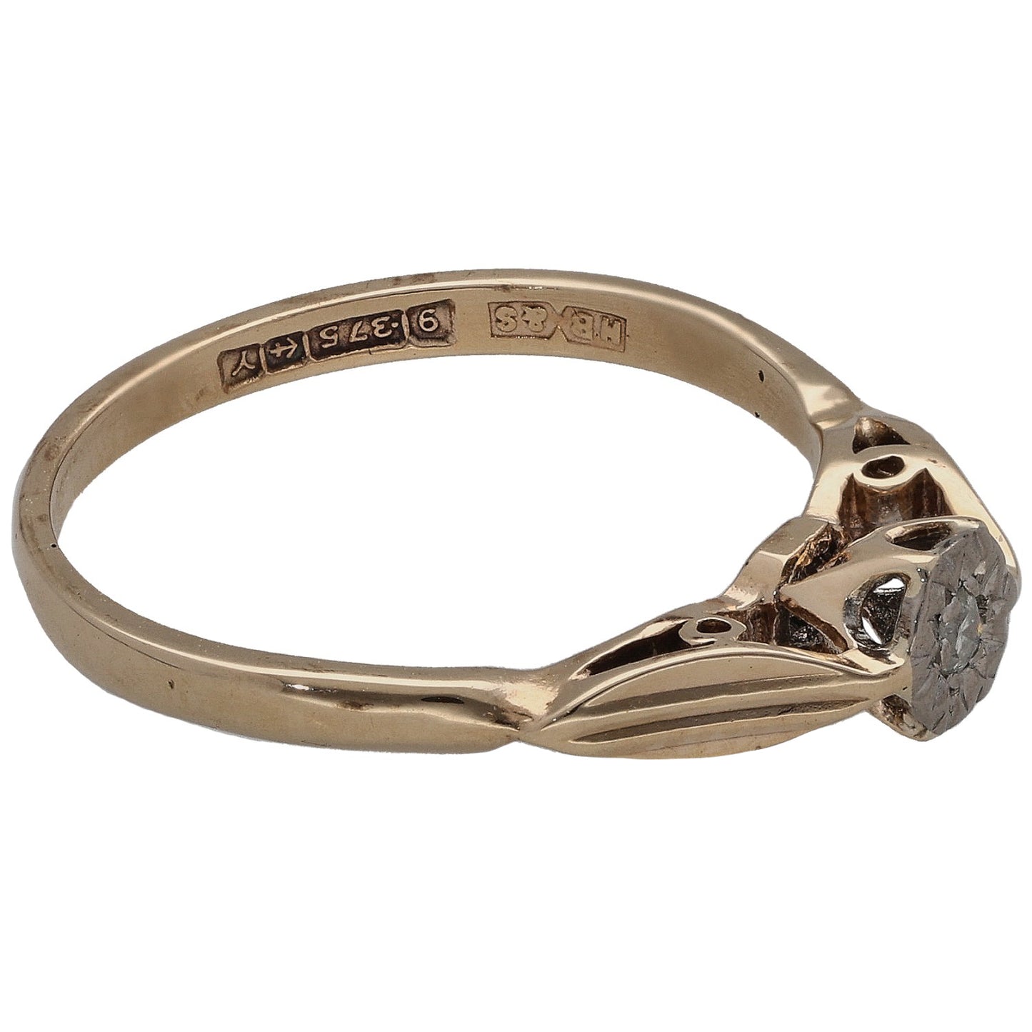 9ct Gold 0.03ct Diamond Solitaire Ring Size L