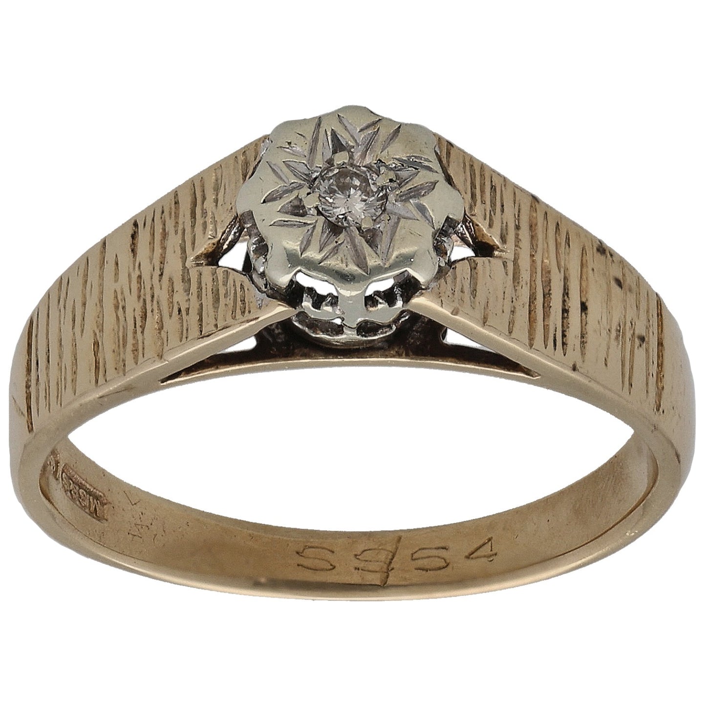 9ct Gold 0.04ct Diamond Solitaire Ring Size M