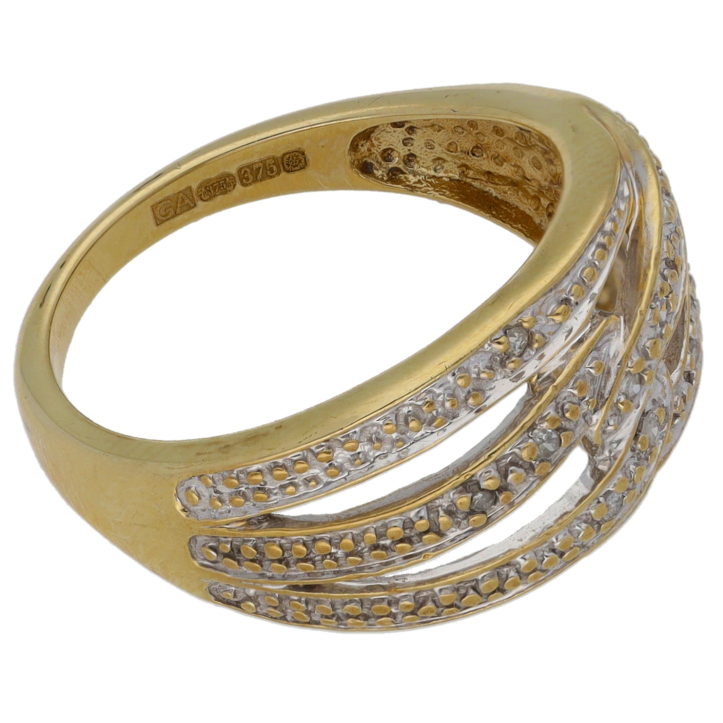 9ct Gold 0.10ct Diamond Dress/Cocktail Ring Size M