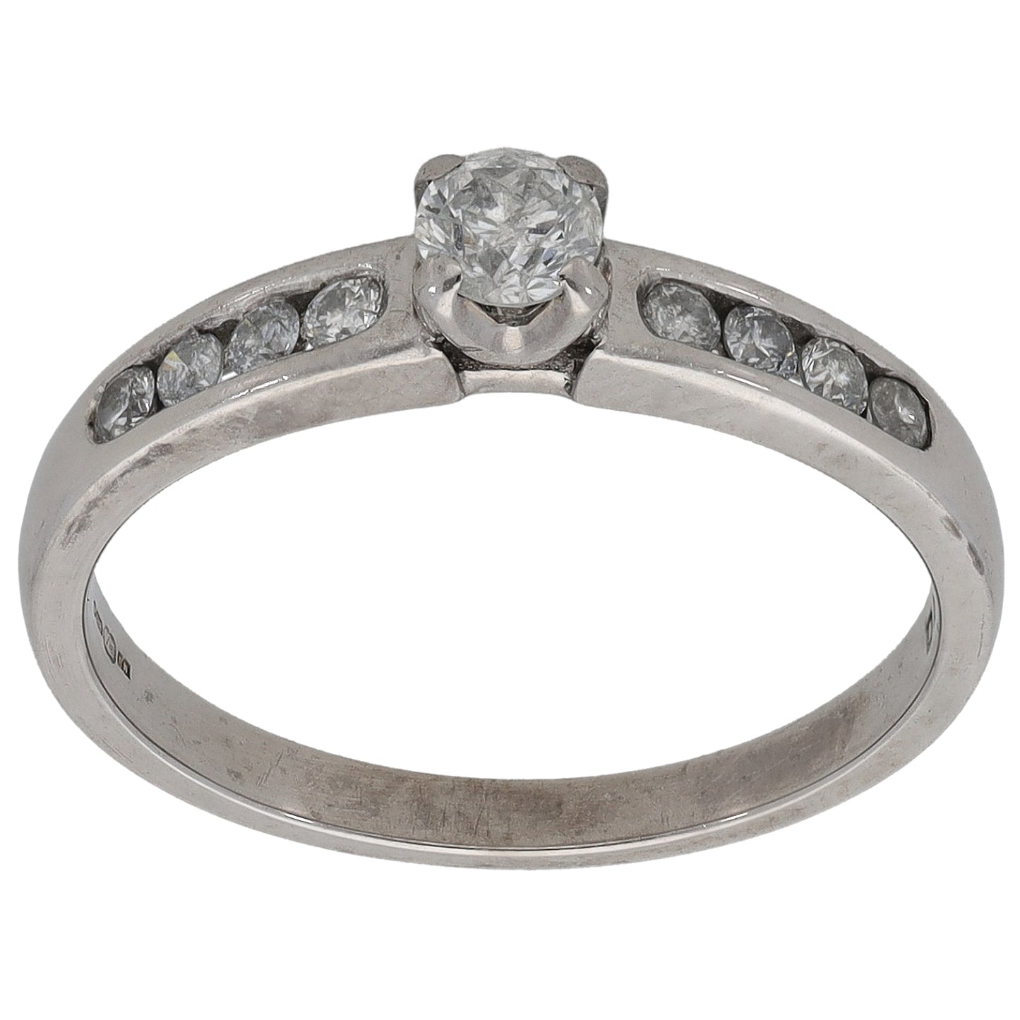 9ct Gold 0.33ct Diamond Solitaire Ring With Accent Stones Size L