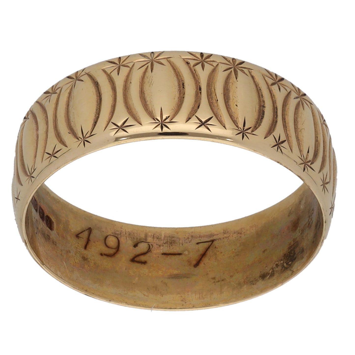 9ct Gold Patterned Wedding Ring Size Q