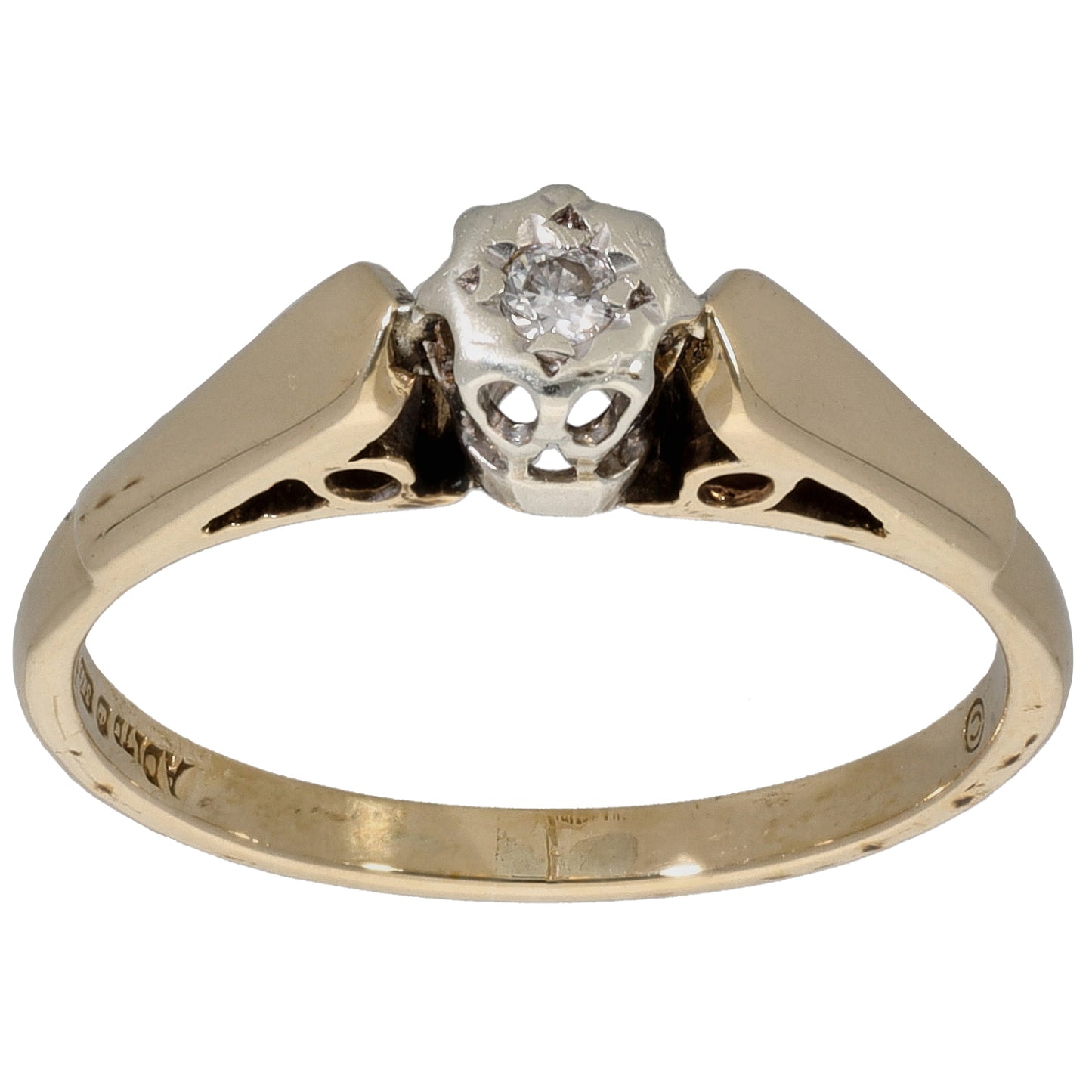 9ct Gold 0.05ct Diamond Solitaire Ring Size L