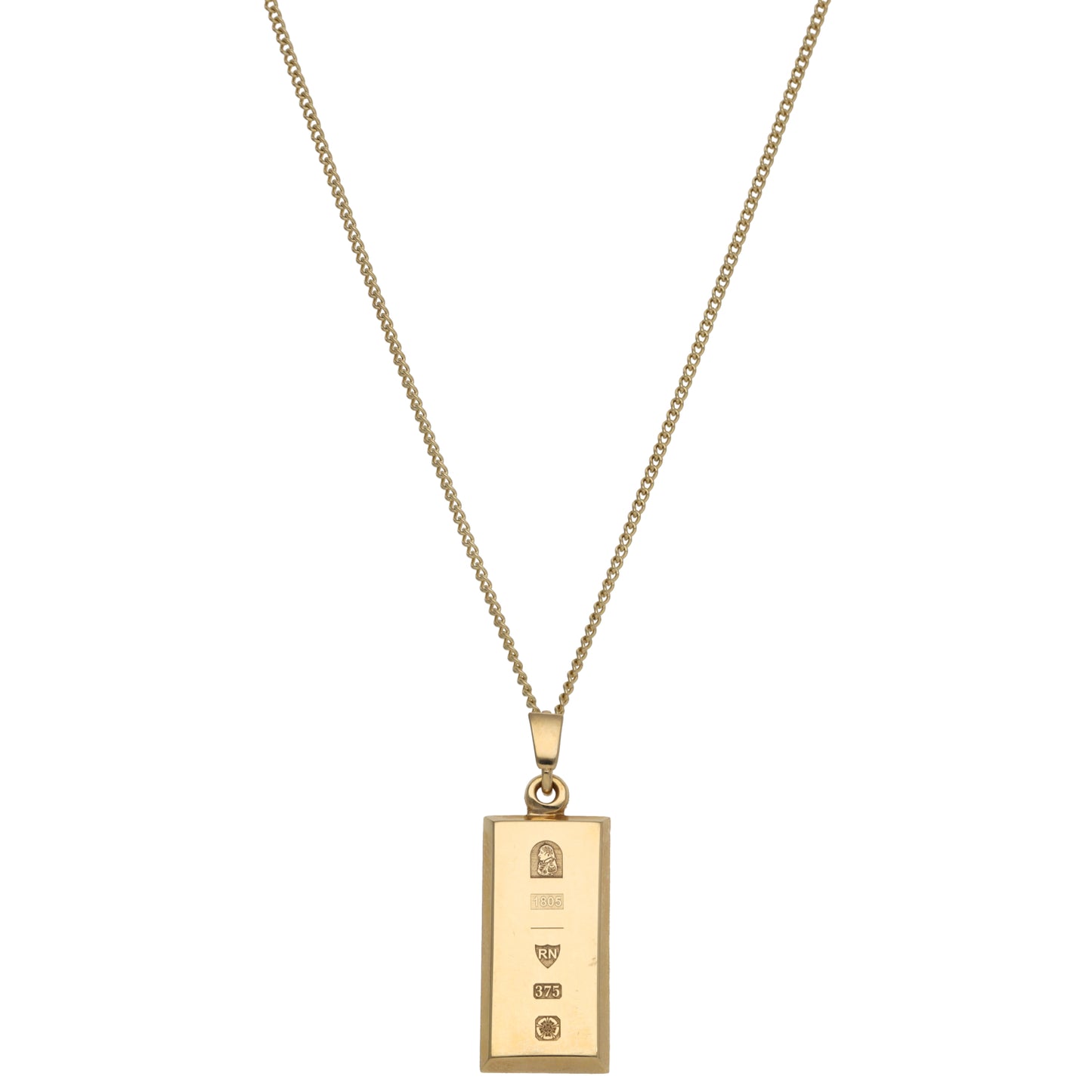 9ct Gold Nelson Ingot Pendant With Chain