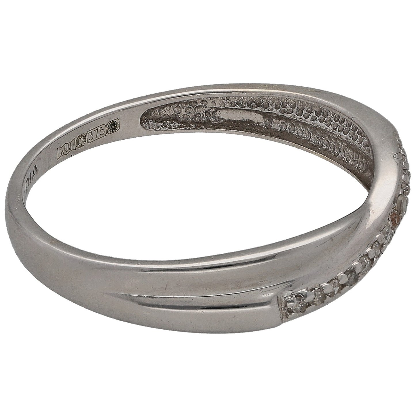 White gold half eternity ring with round diamonds