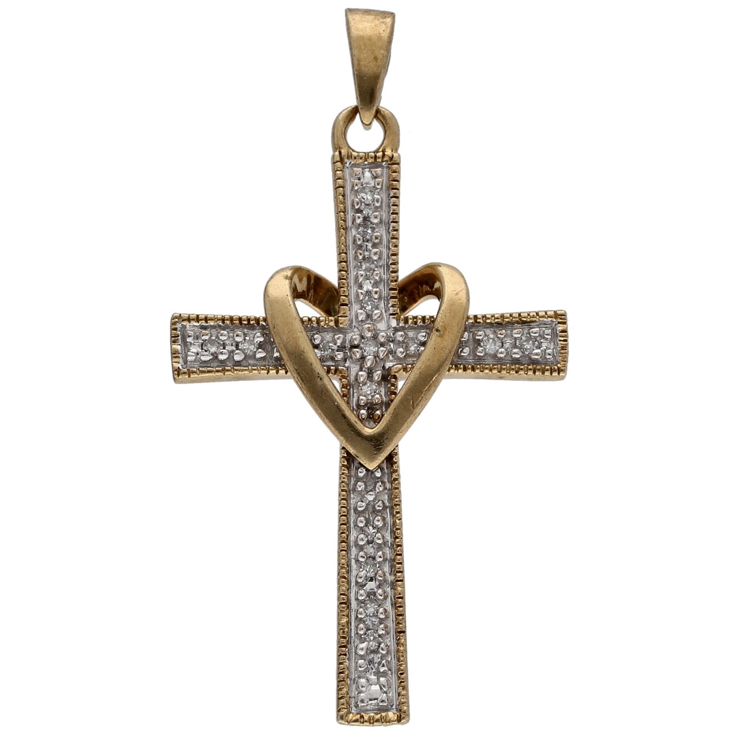 9ct Gold 0.05ct Diamond Cross Pendant