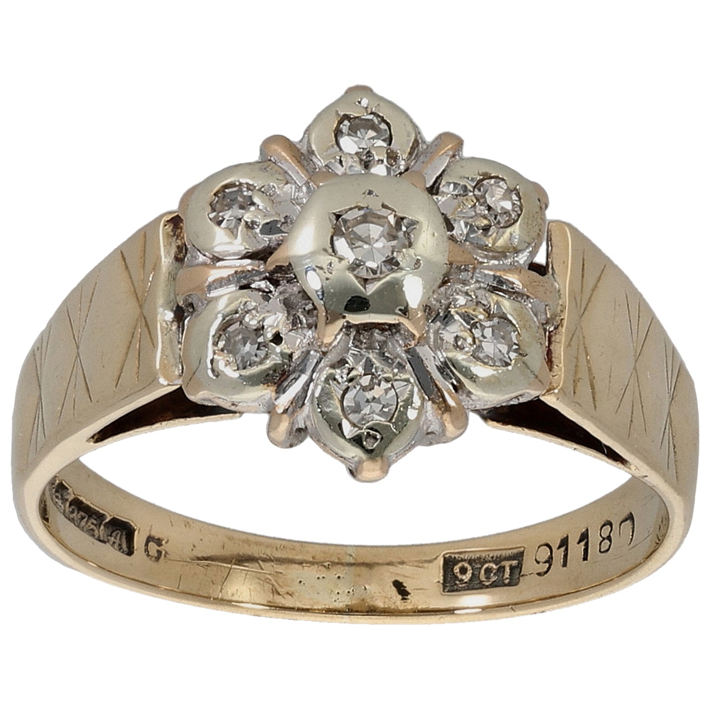 9ct Gold 0.07ct Diamond Cluster Ring Size L