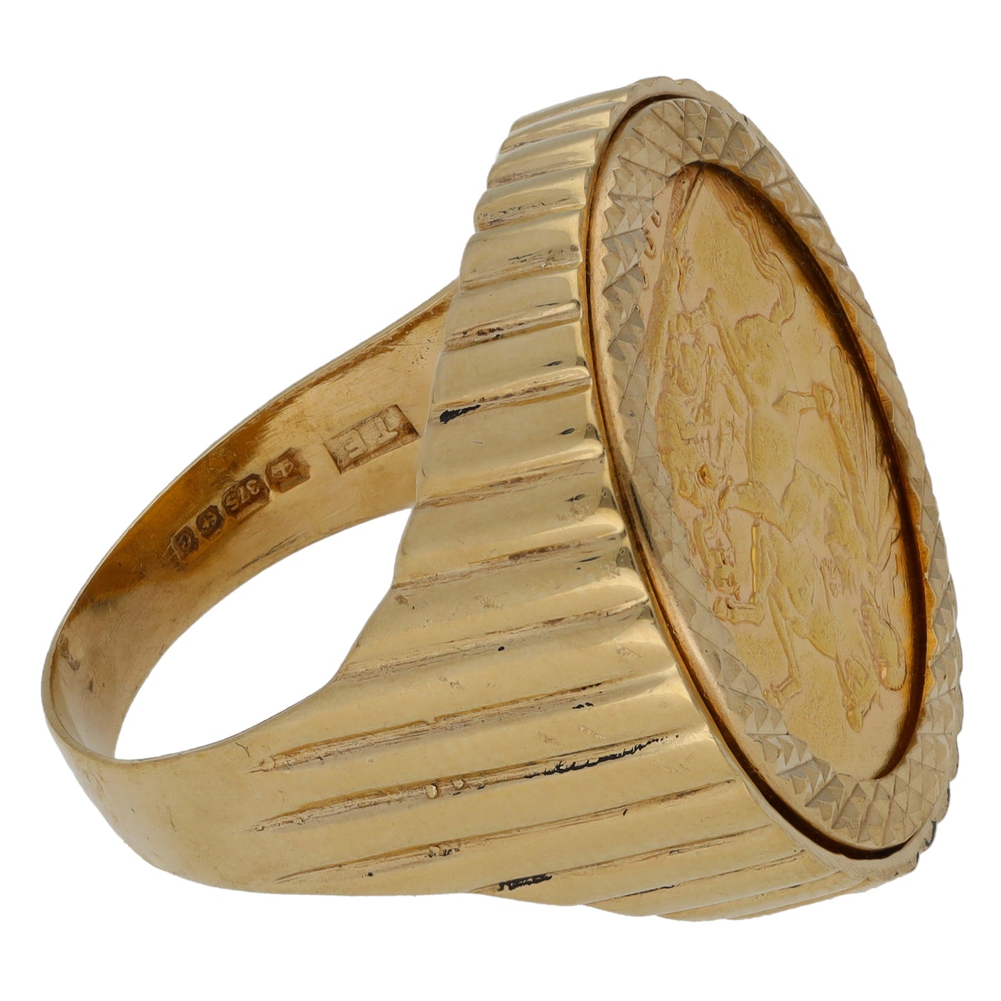9ct Gold Coin Ring Size T