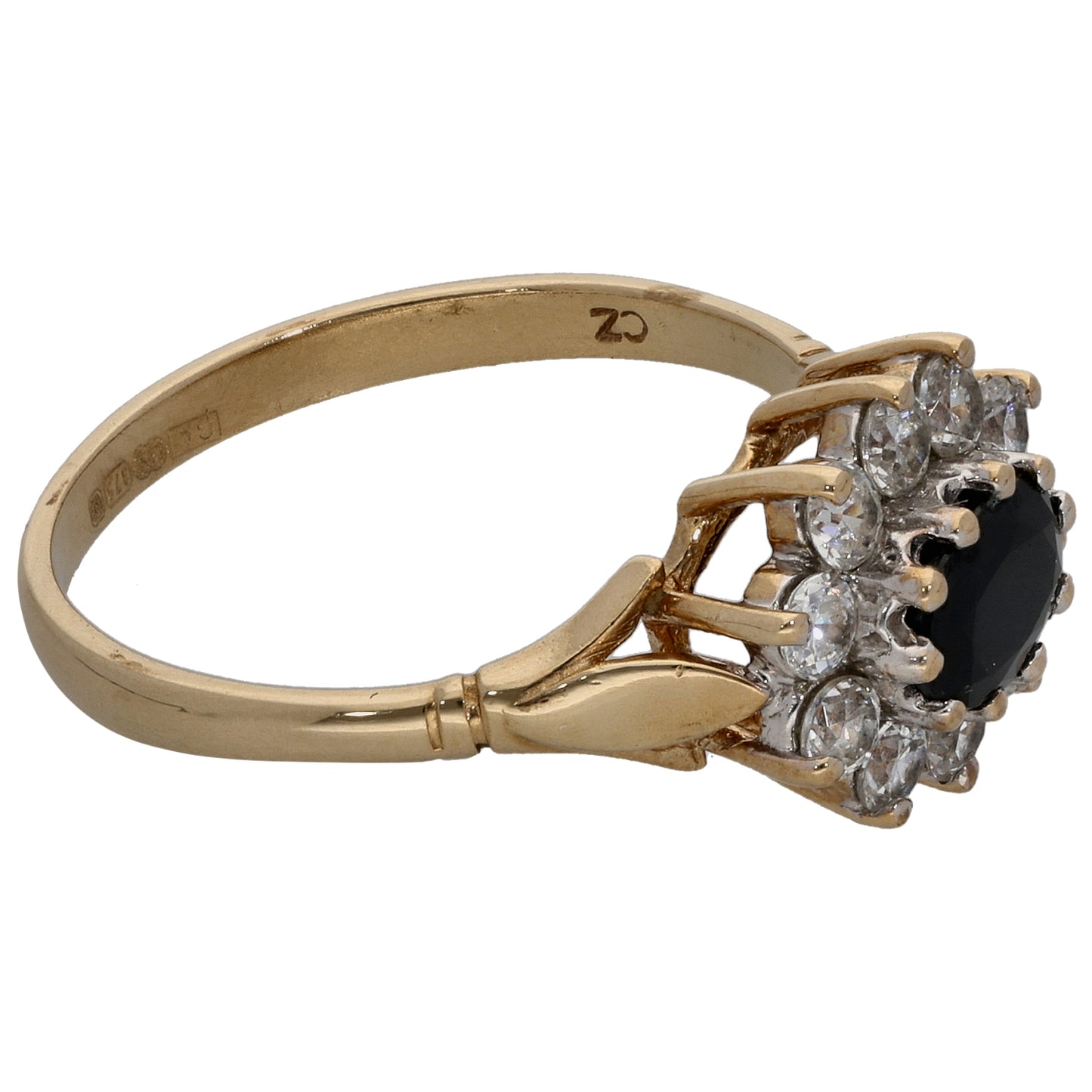 9ct Gold Sapphire & Cubic Zirconia Dress/Cocktail Ring Size L