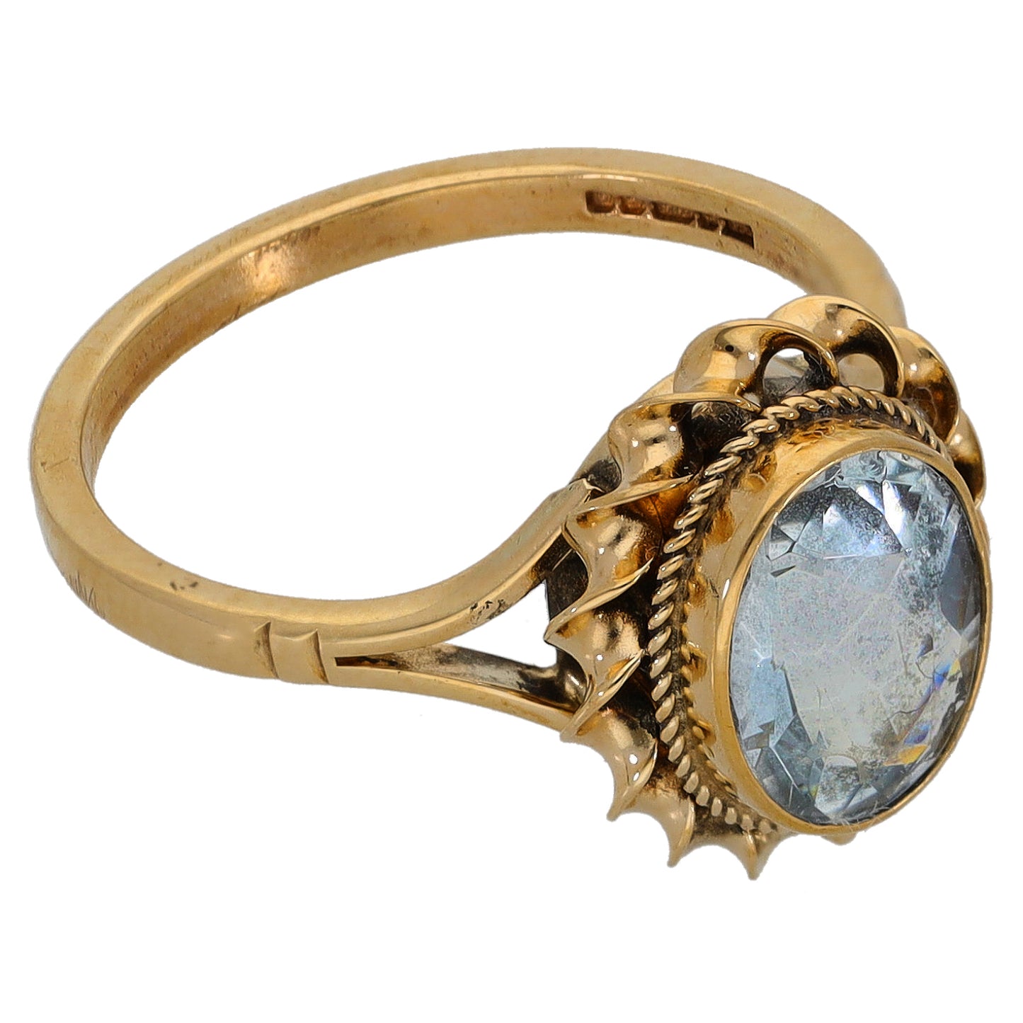 9ct Gold Aquamarine Single Stone Ring Size M