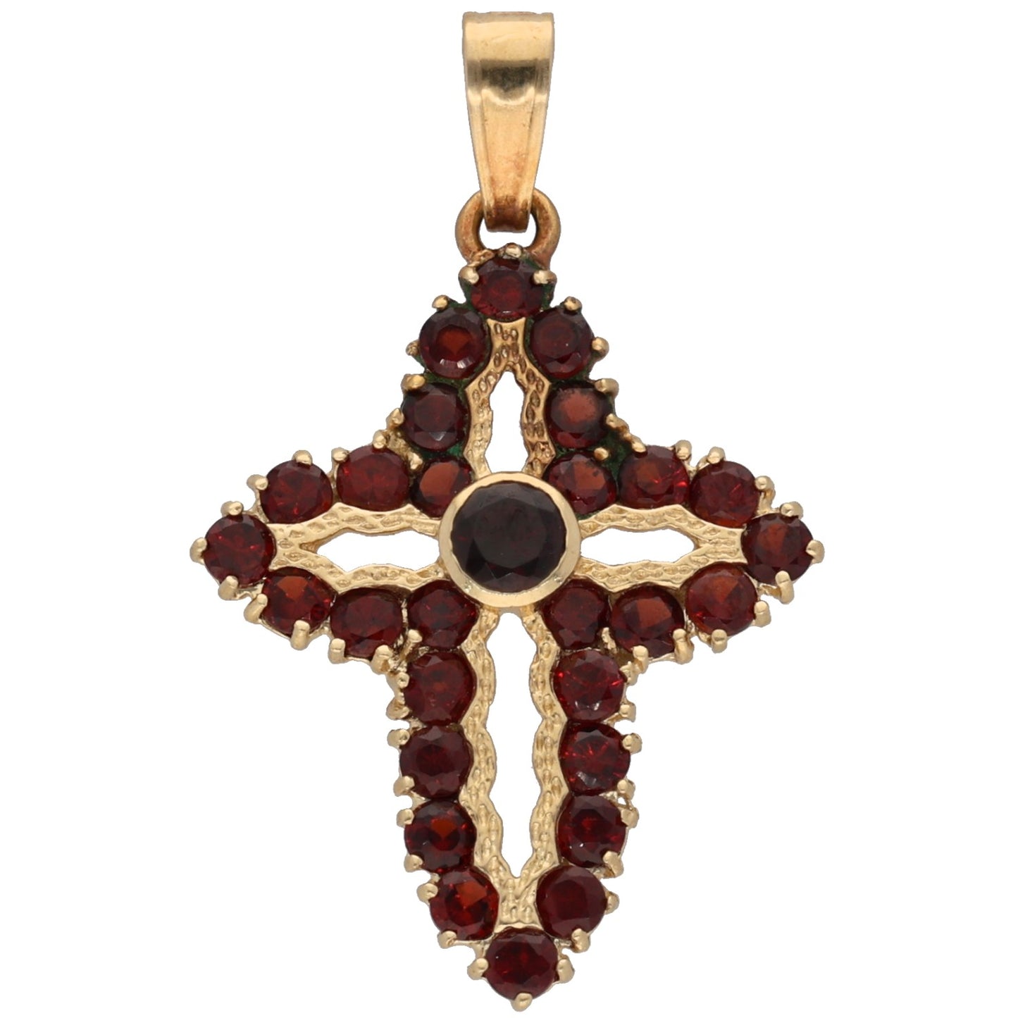 14ct Gold Garnet Cross Pendant