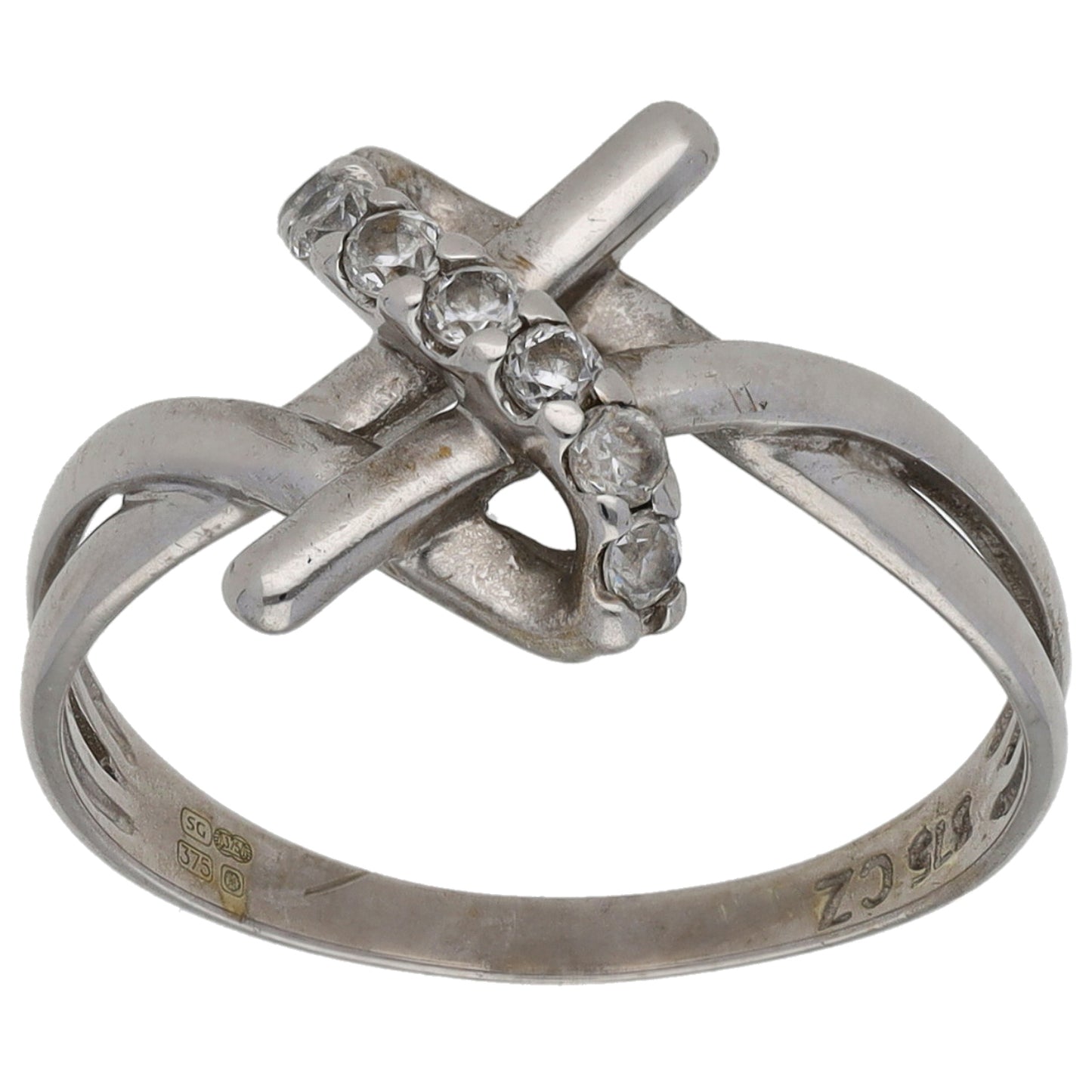 9ct White Gold Cubic Zirconia Dress/Cocktail Ring Size M