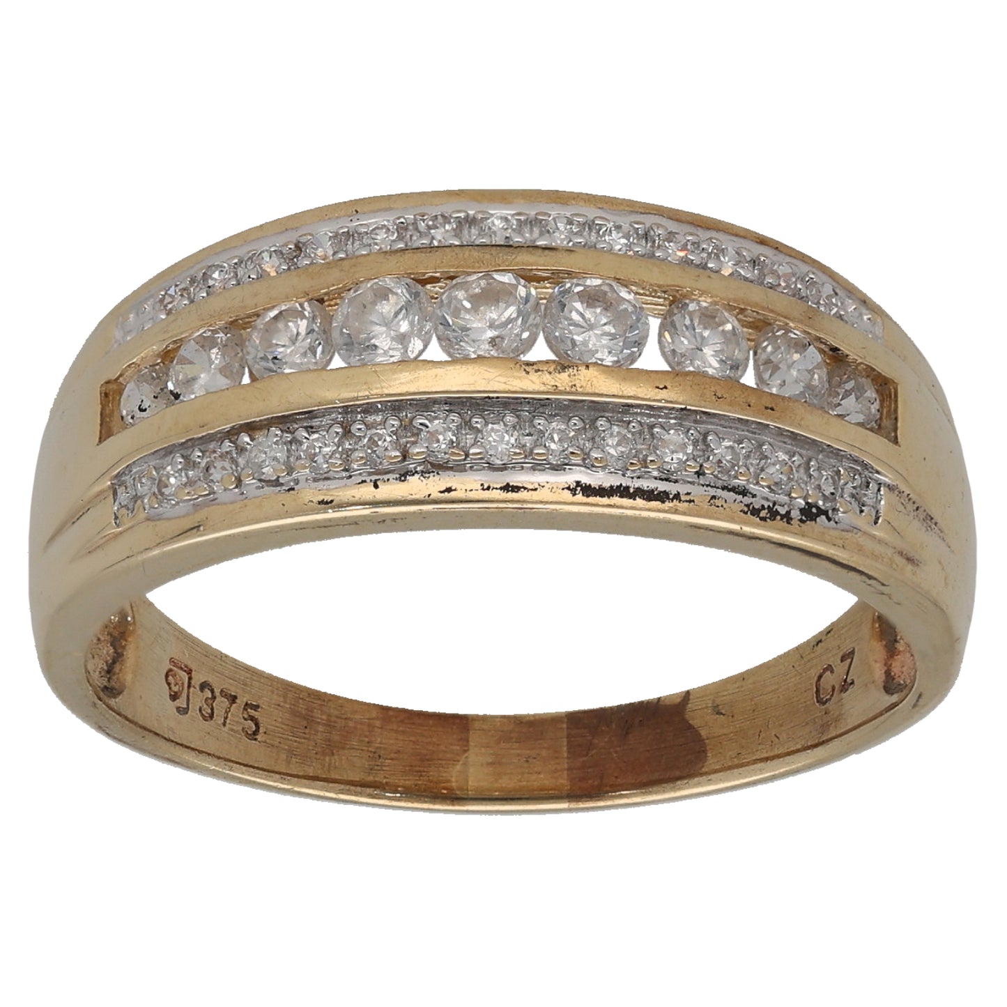 9ct Gold Cubic Zirconia Dress/Cocktail Ring Size T