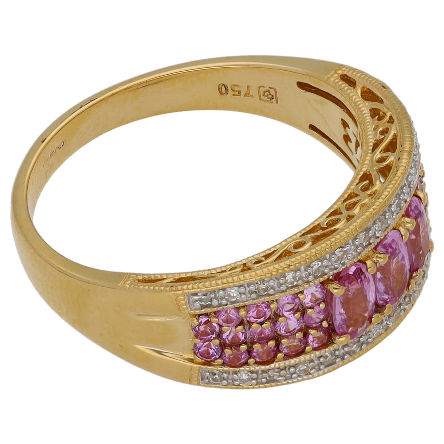 18ct Gold Sapphire & 0.15ct Diamond Dress/Cocktail Ring Size S