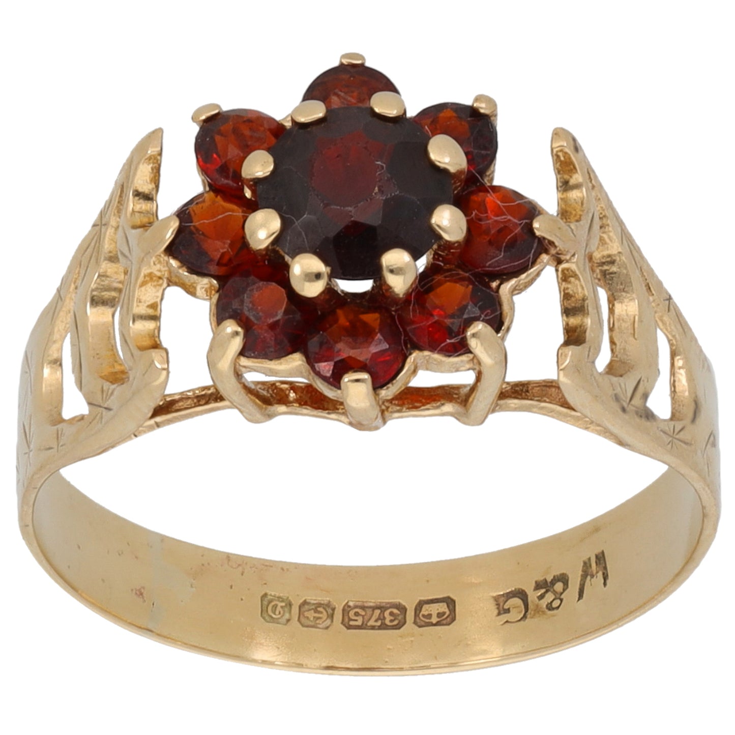 9ct Gold Garnet Dress/Cocktail Ring Size L