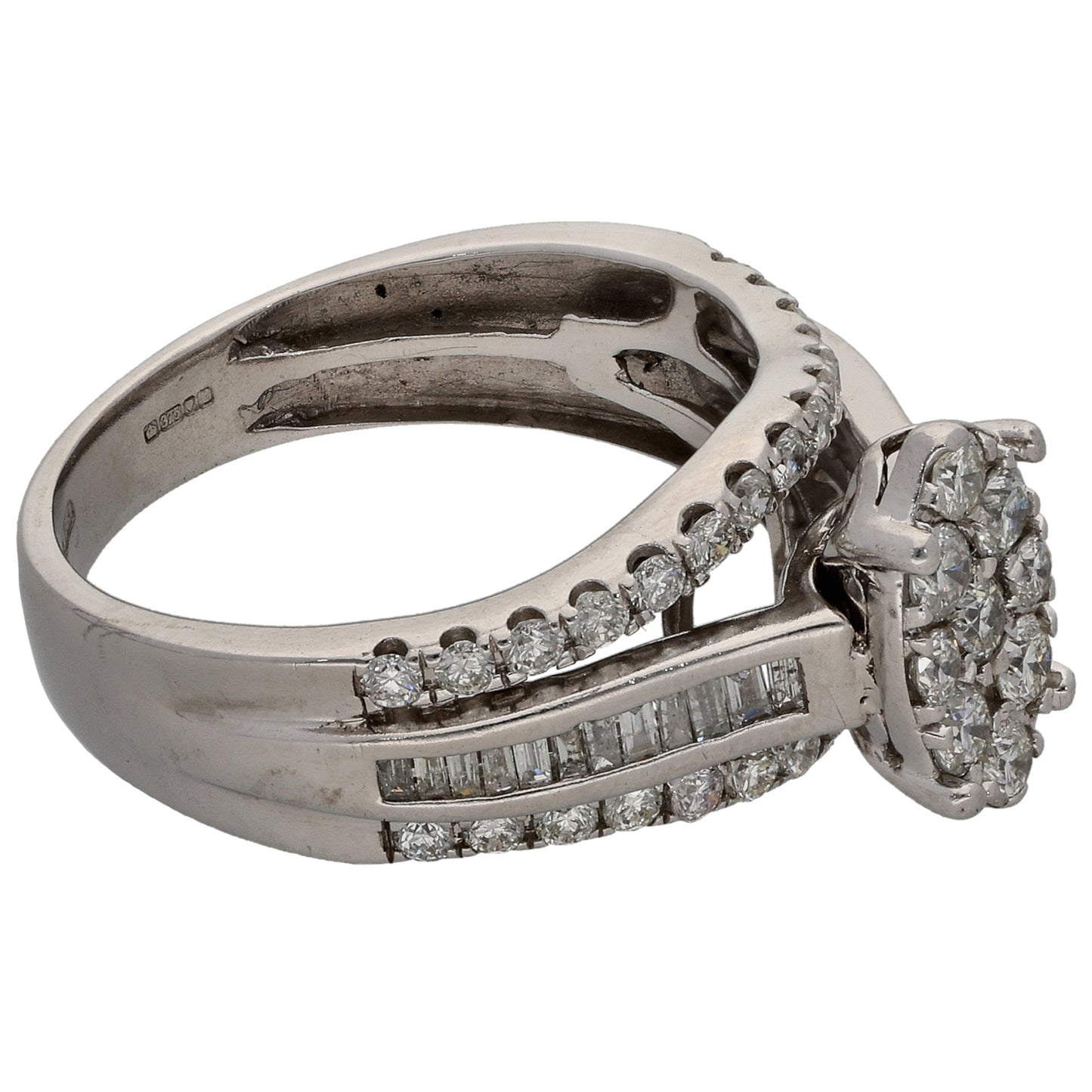 9ct White Gold 0.81ct Diamond Dress/Cocktail Ring Size M
