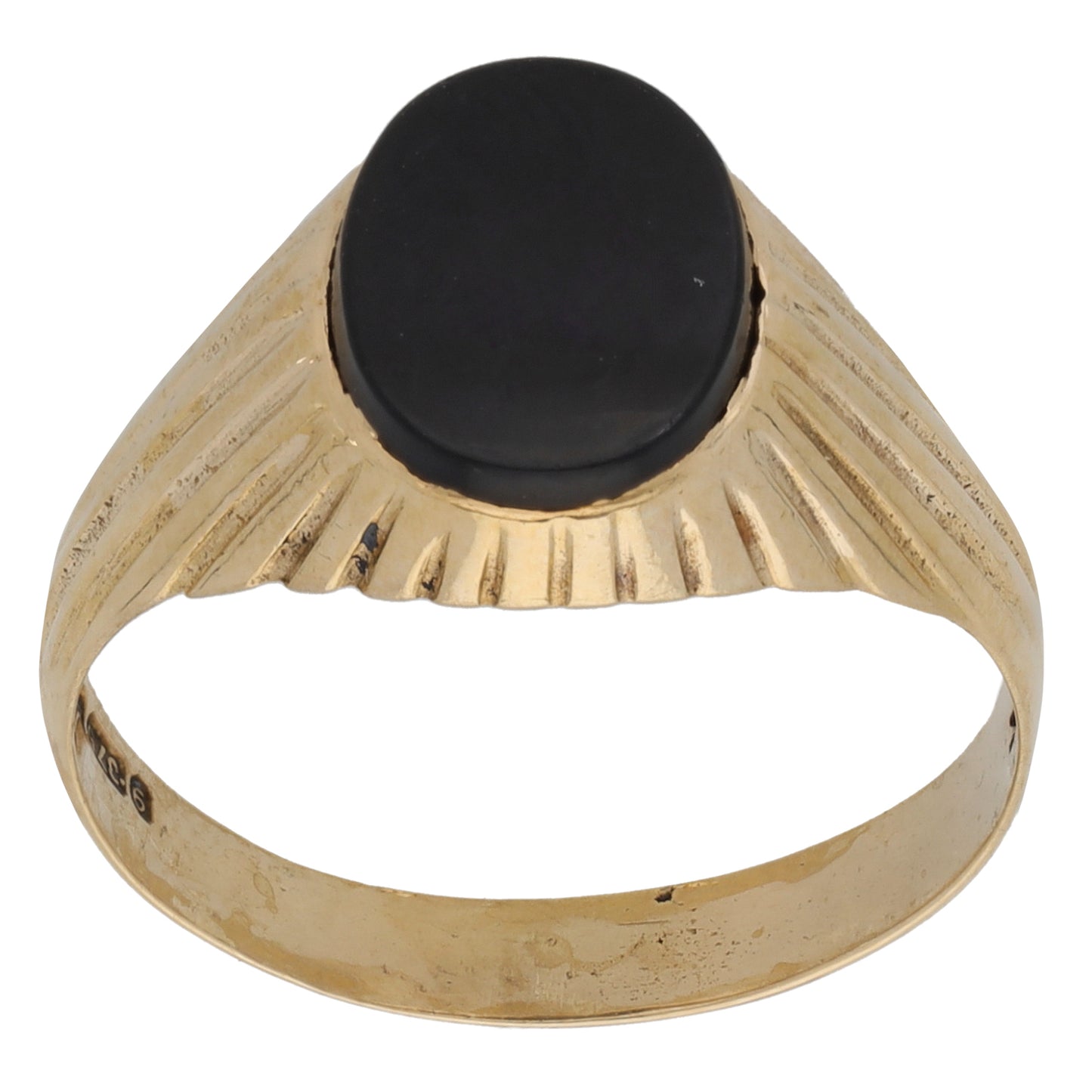 9ct Gold Onyx Single Stone Signet Ring Size O