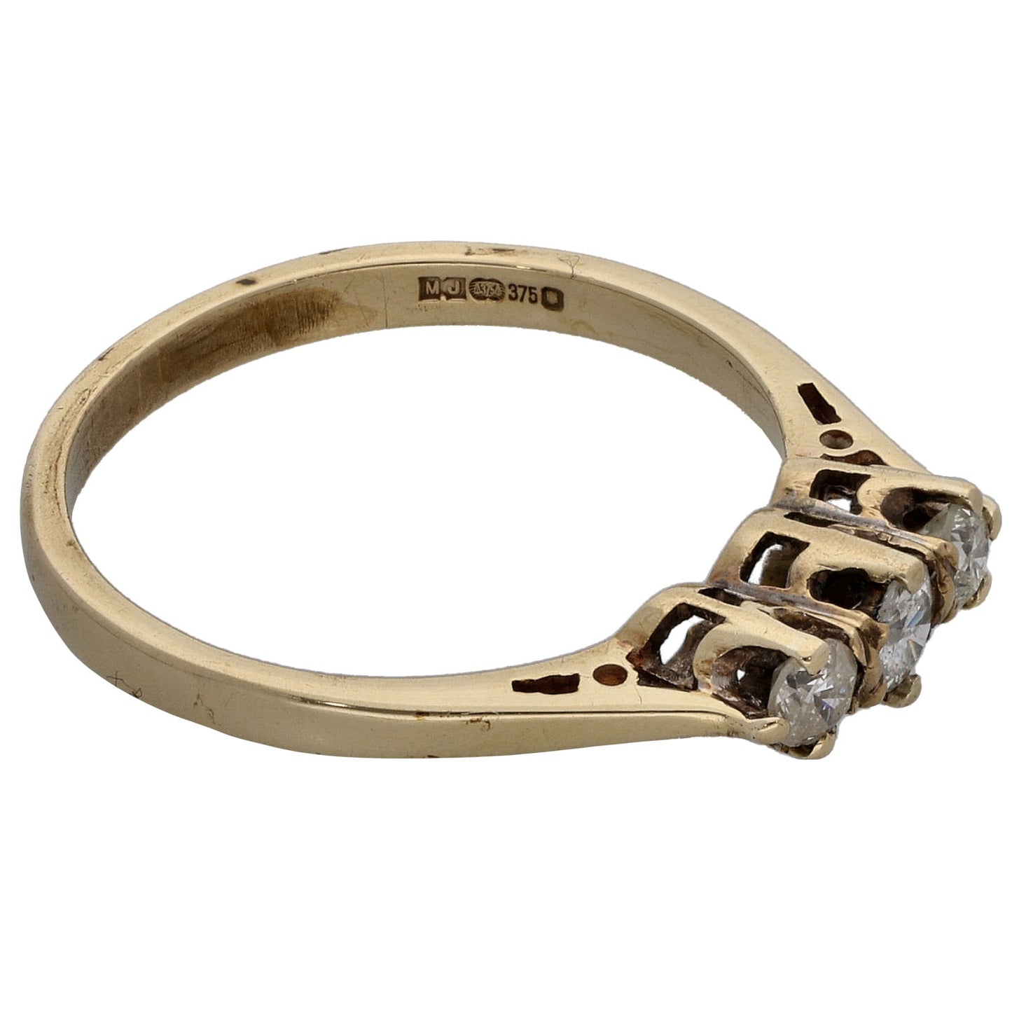 9ct Gold 0.25ct Diamond Trilogy Ring Size L