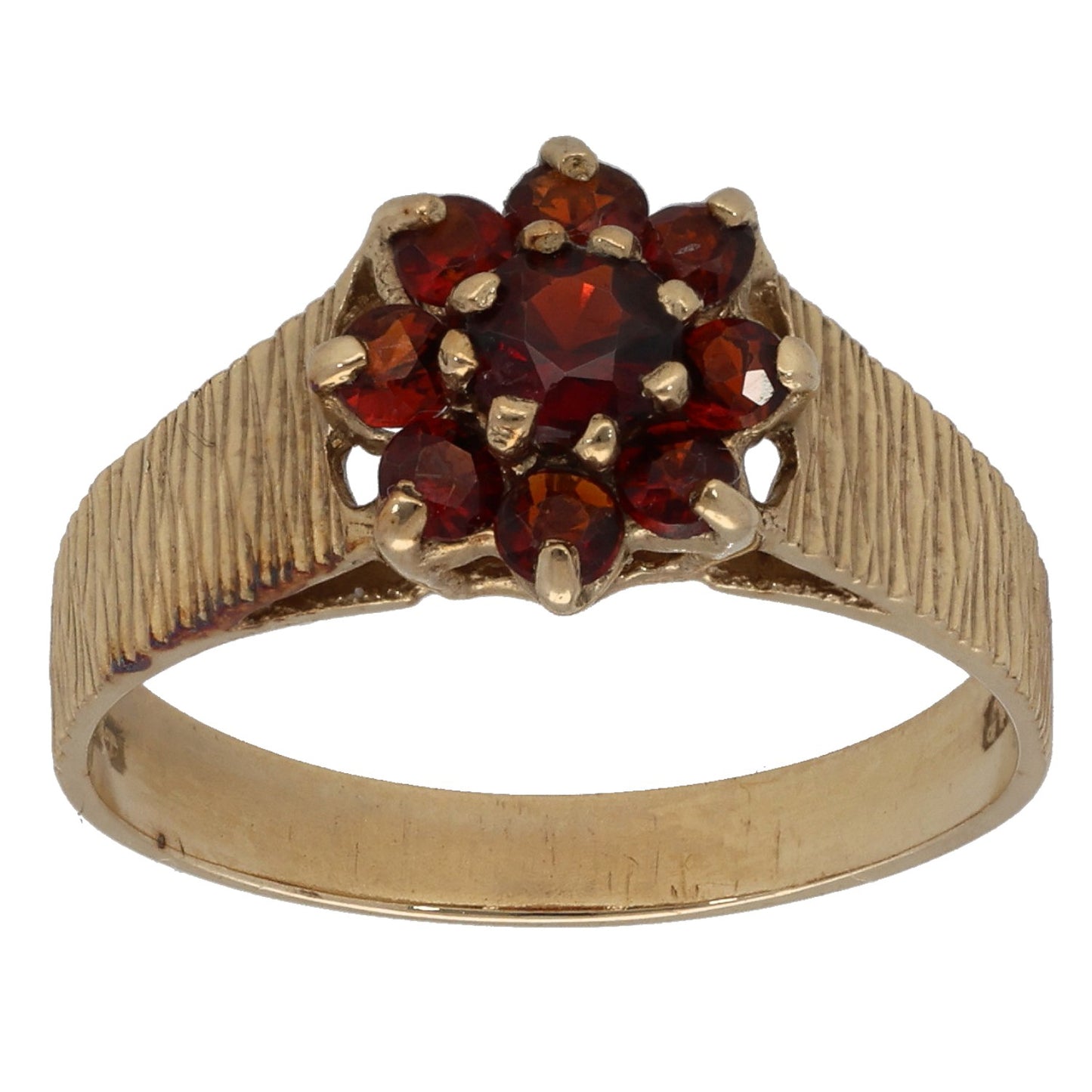 9ct Gold Garnet Cluster Ring Size M