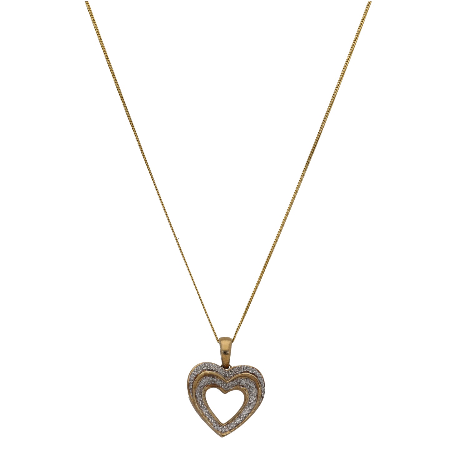 9ct Bicolour Gold 0.35ct Diamond Heart Pendant With Chain
