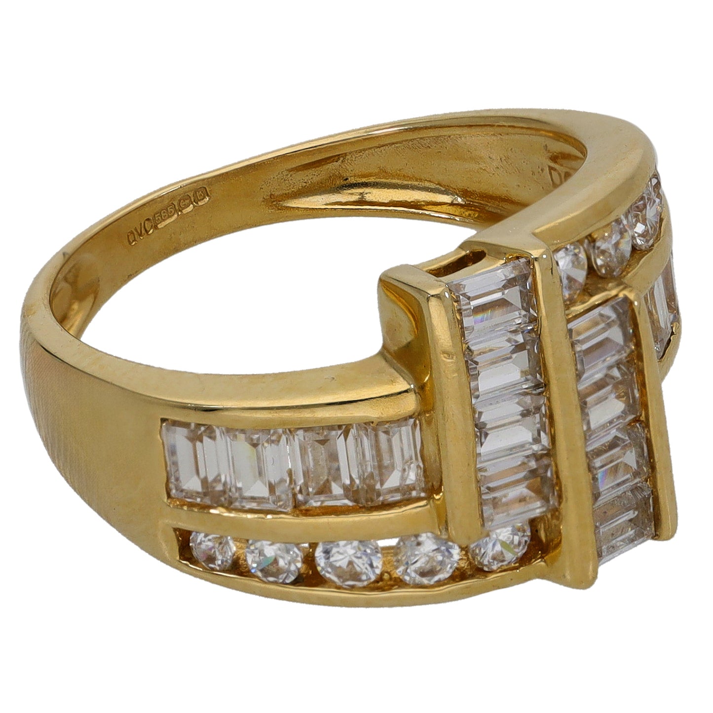 14ct Gold Cubic Zirconia Dress/Cocktail Ring Size L