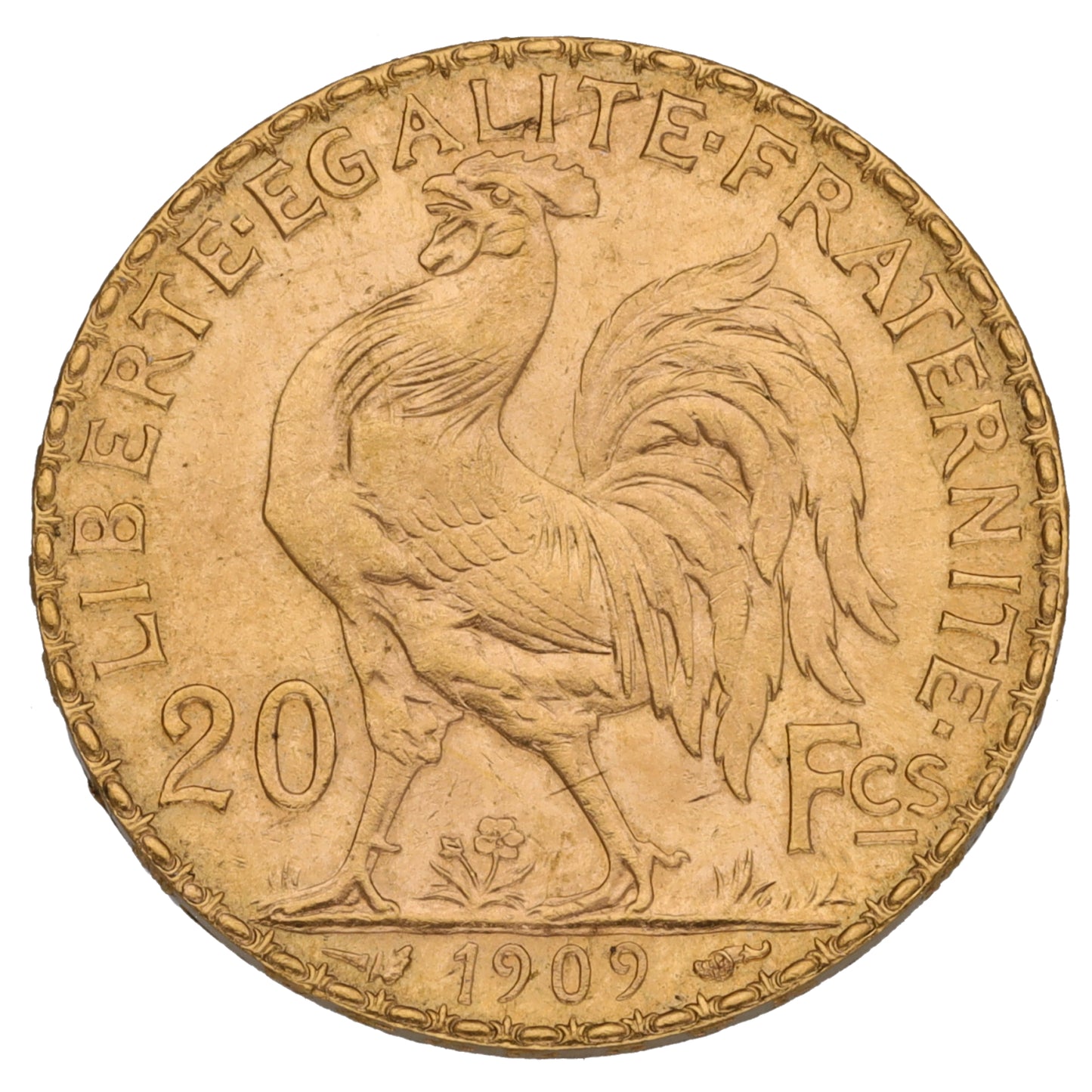 22ct Gold French 20 Francs Coin 1909
