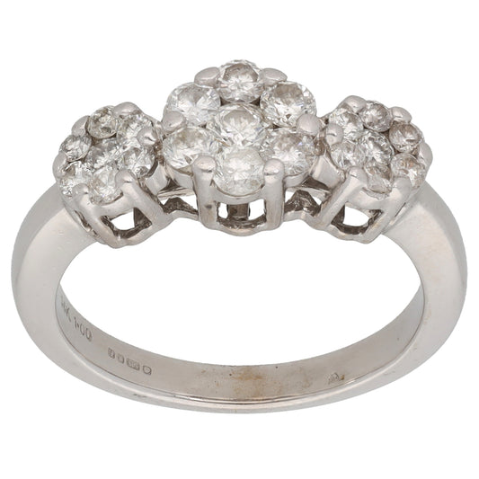 14ct White Gold 1.00ct Diamond Dress/Cocktail Ring Size P