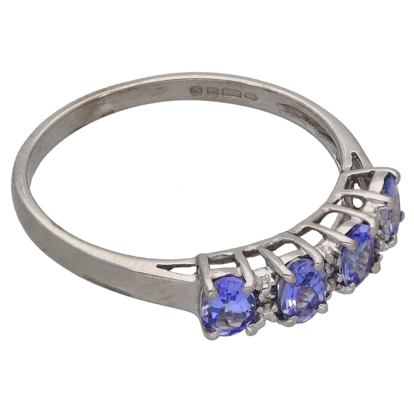 9ct White Gold Tanzanite Dress/Cocktail Ring Size P