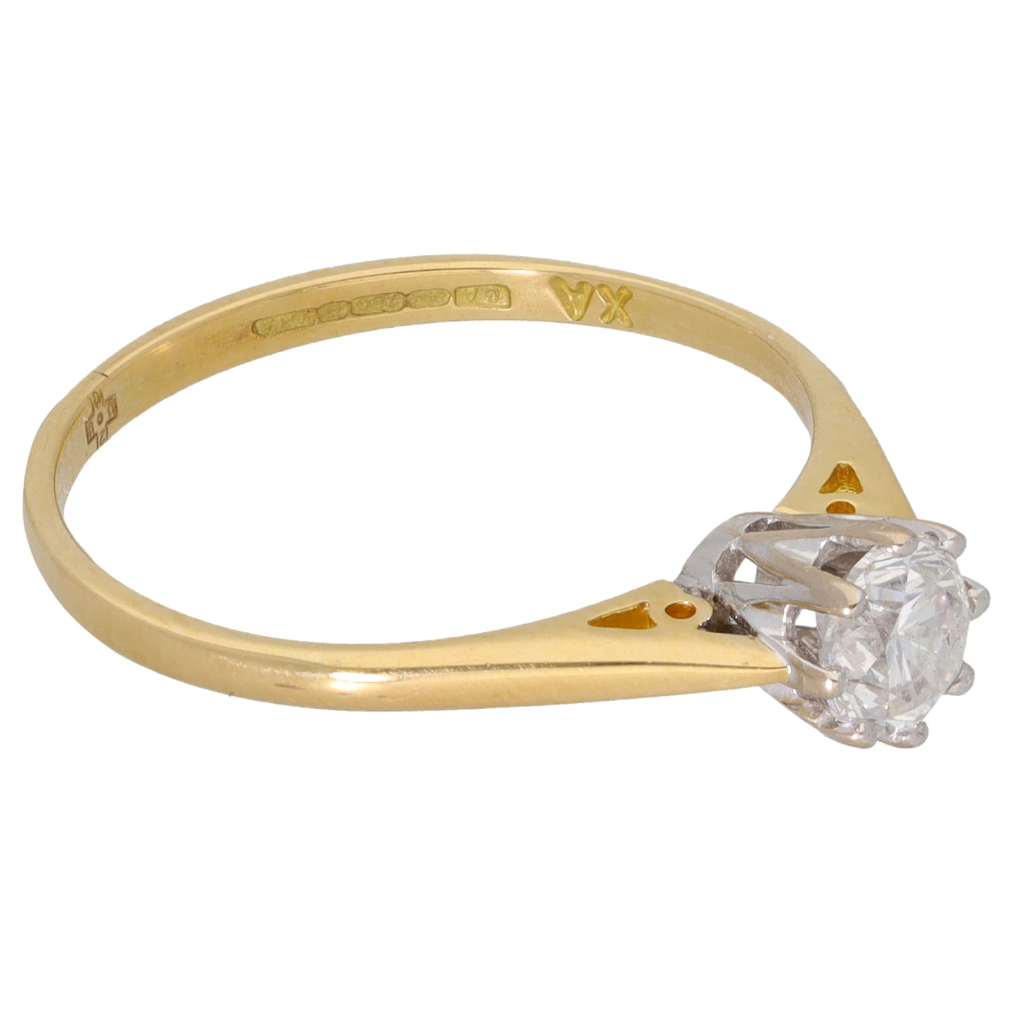 18ct Gold 0.50ct Diamond Solitaire Ring Size O