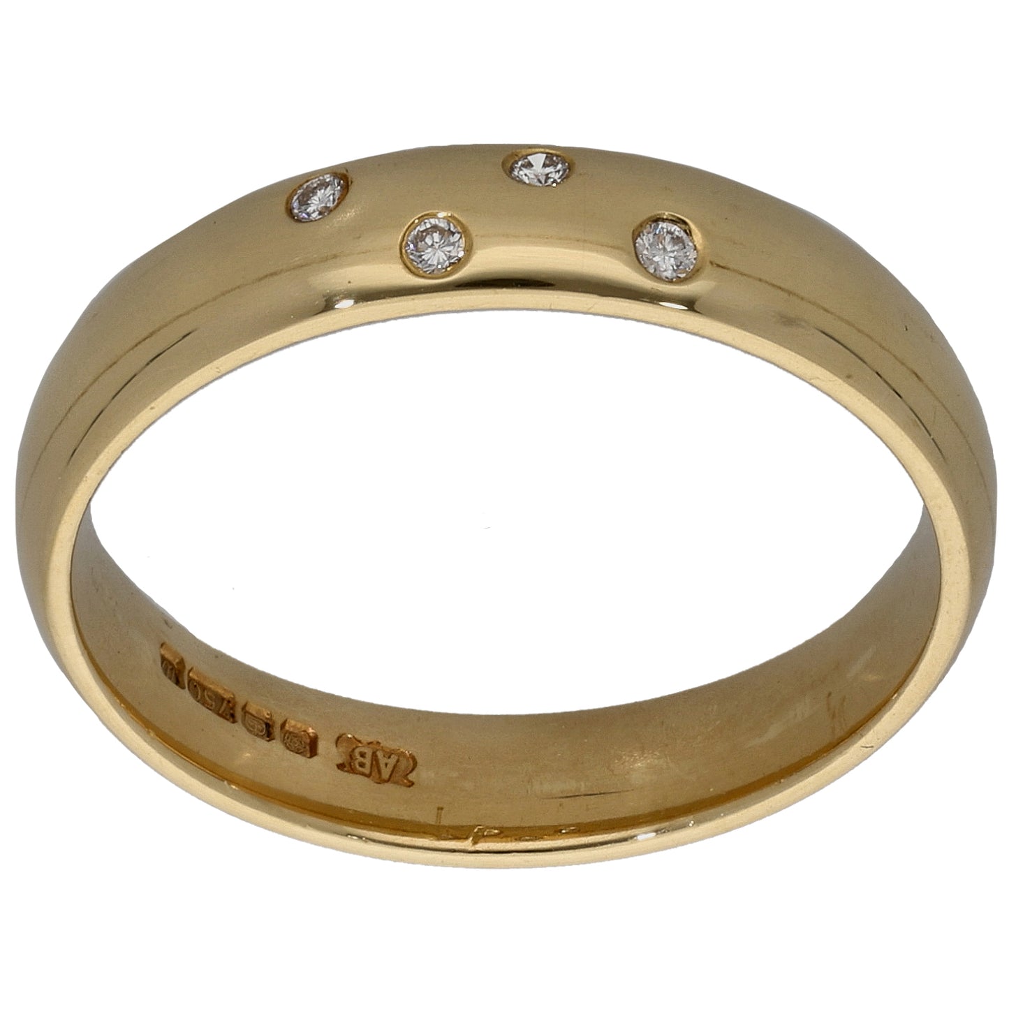 18ct Gold 0.04ct Diamond Patterned Wedding Ring Size M