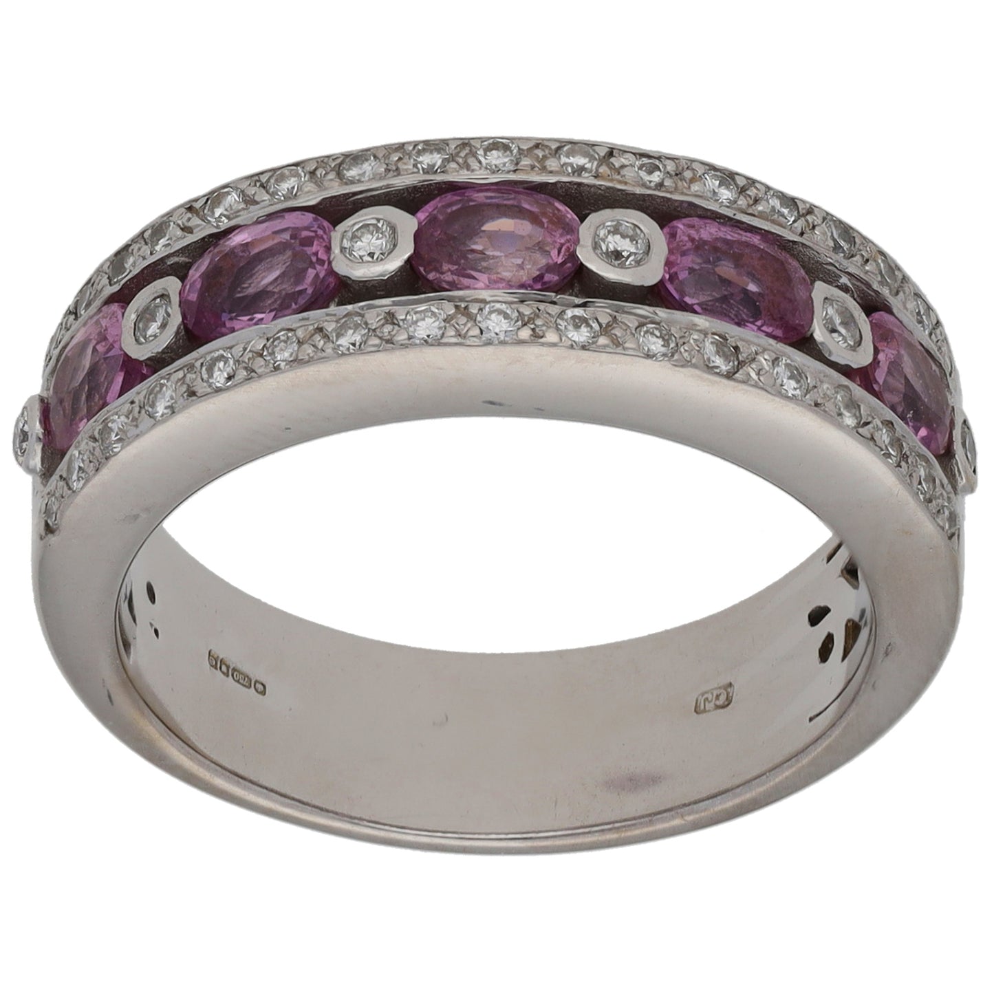 18ct White Gold 0.29ct Diamond & Sapphire Dress/Cocktail Ring Size M