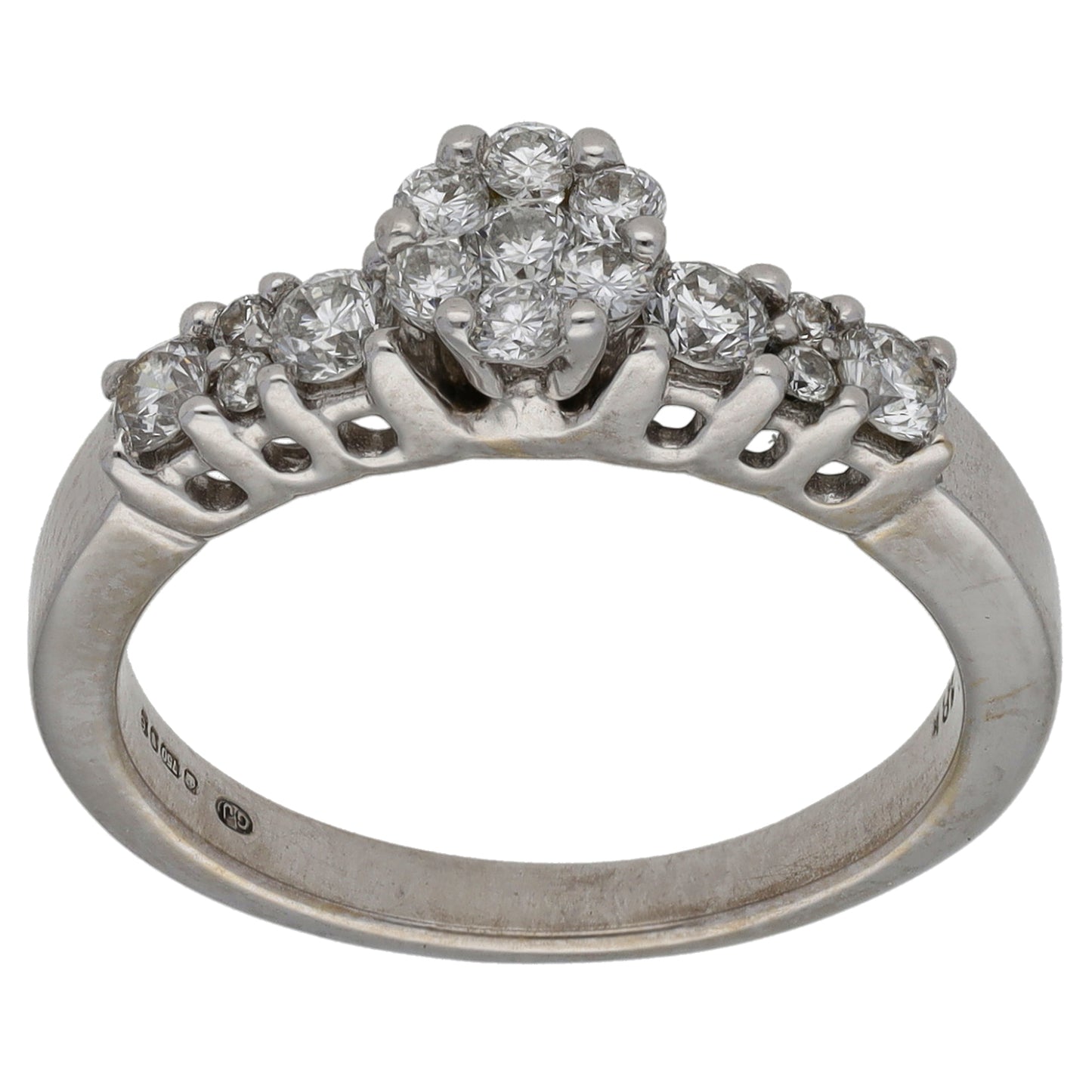 18ct White Gold 0.52ct Diamond Cluster Ring Size M