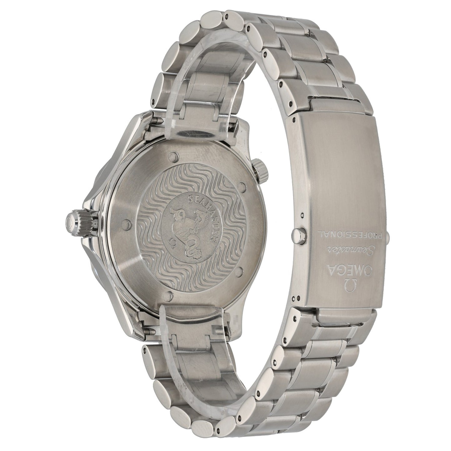 Omega Seamaster 2264.50.00 with black case and bezel in stainless steel bracelet and case, rear angle
