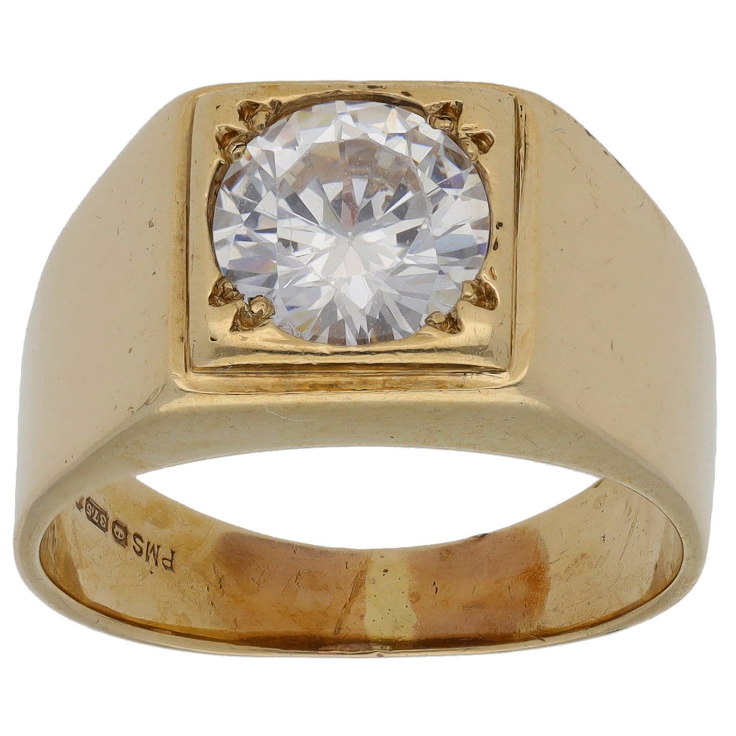 9ct Gold Cubic Zirconia Single Stone Ring Size O